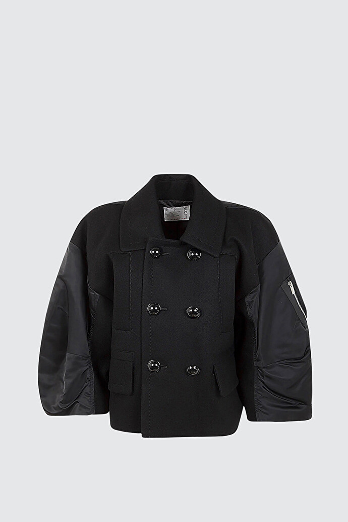 SACAI 자켓 in 멜턴 울 x 나일론 트윌