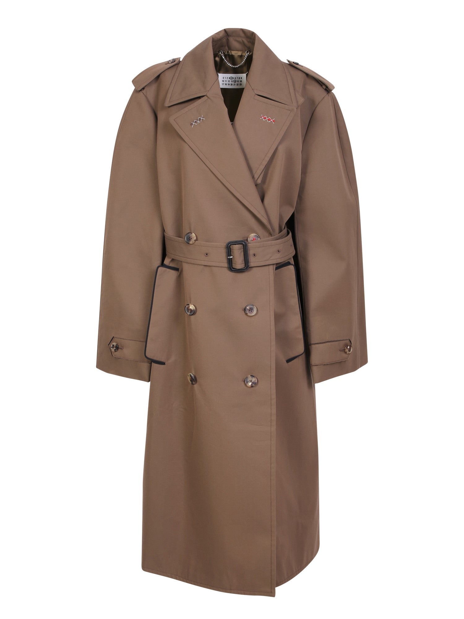 MAISON MARGIELA 더블 브레스티드 코튼 블렌드 트렌치 코트