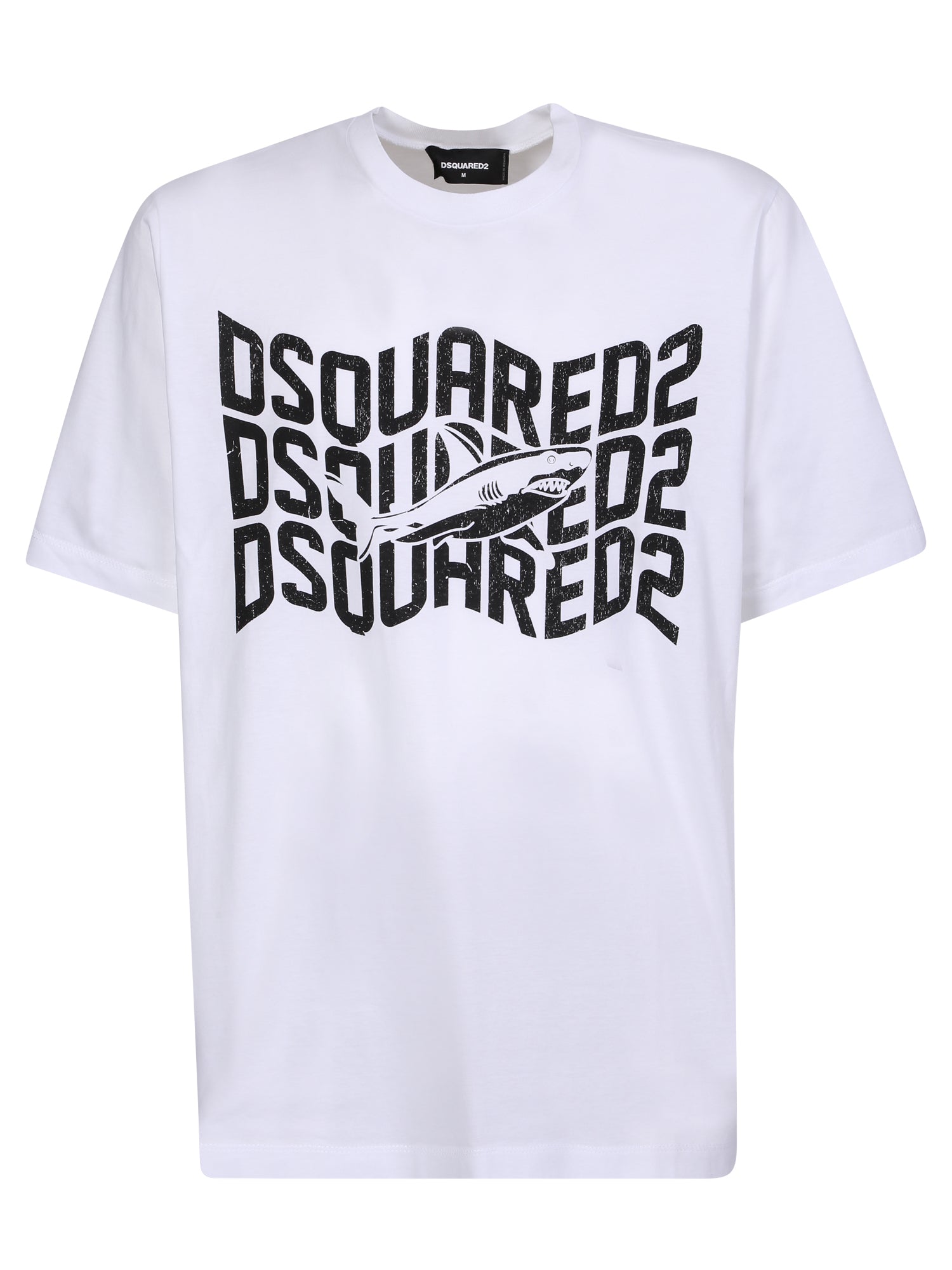 DSQUARED2 화이트 Shark 로고 티셔츠