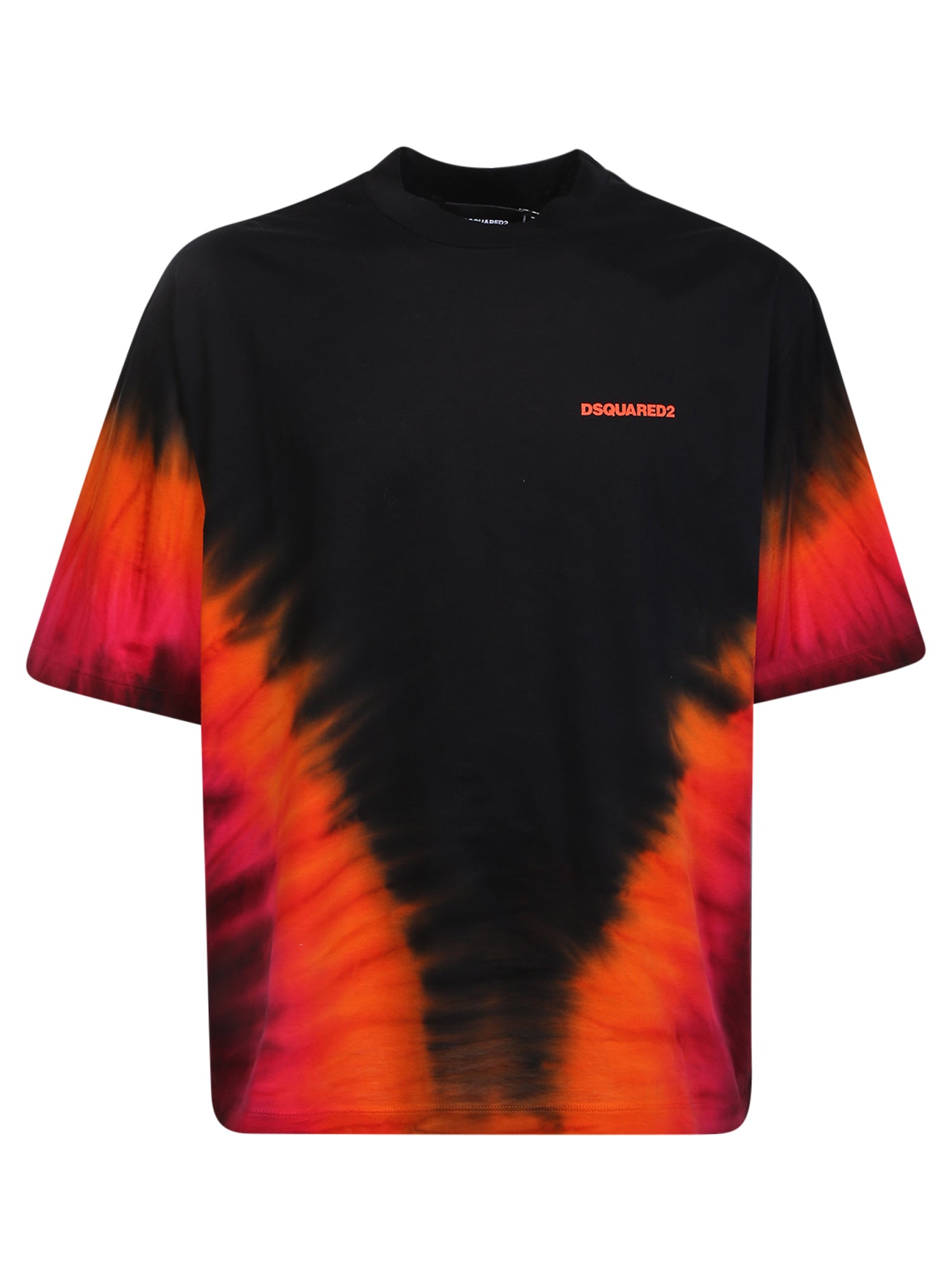 DSQUARED2 타이 다이 프린트 블랙 티셔츠