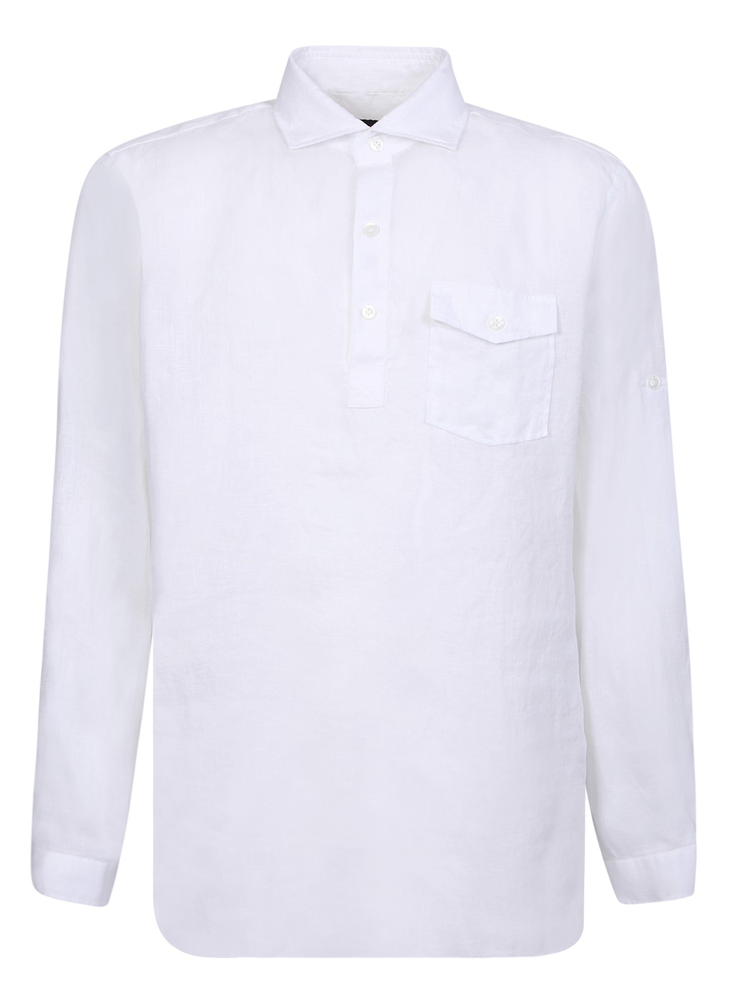 LARDINI 린넨 화이트 폴로 셔츠