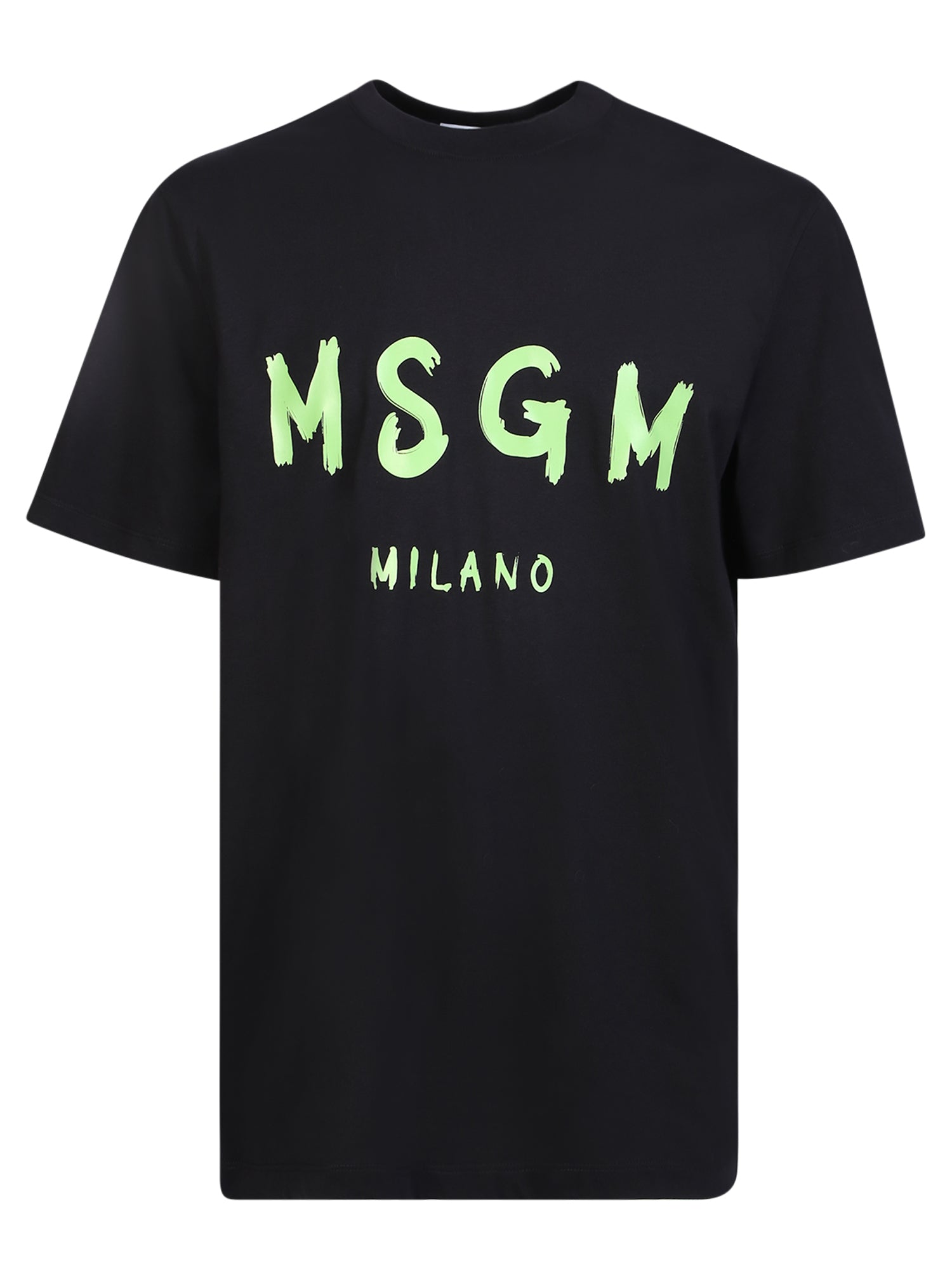 MSGM 로고 블랙 and 그린 티셔츠