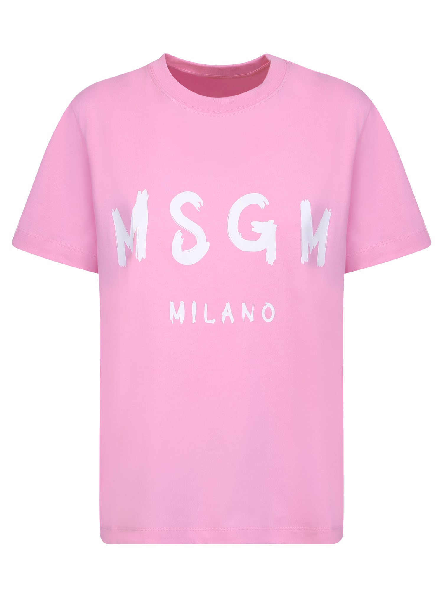 MSGM 핑크 and 화이트 로고 티셔츠