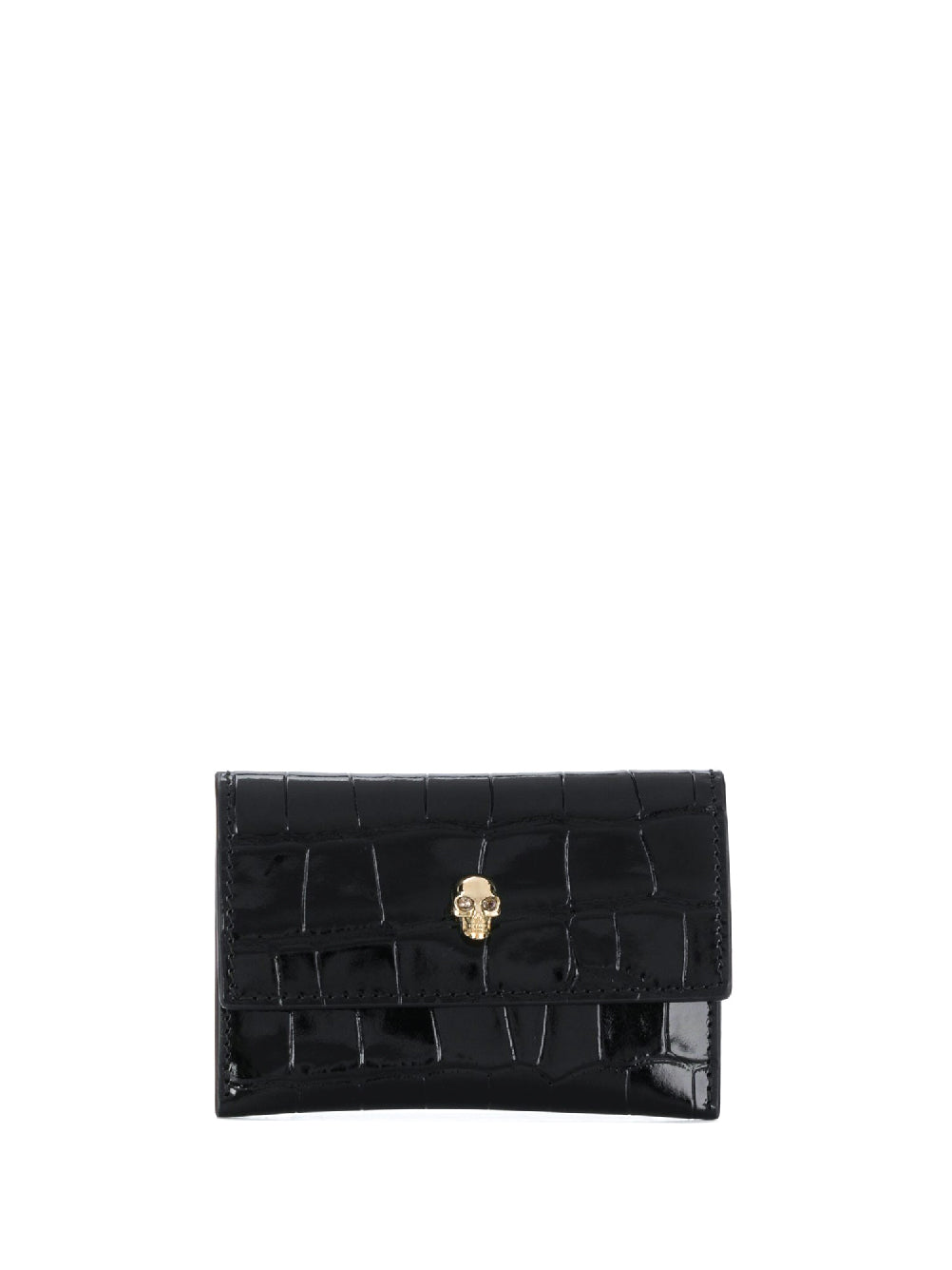 ALEXANDER MCQUEEN 크로크다일 프린트 레더 카드 홀더