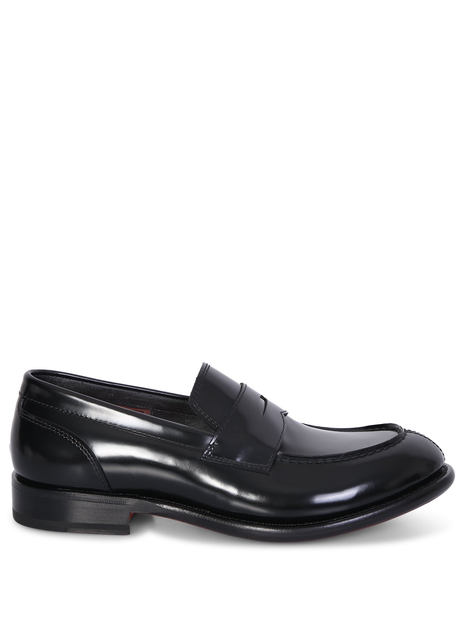 SANTONI 블랙 레더 로퍼