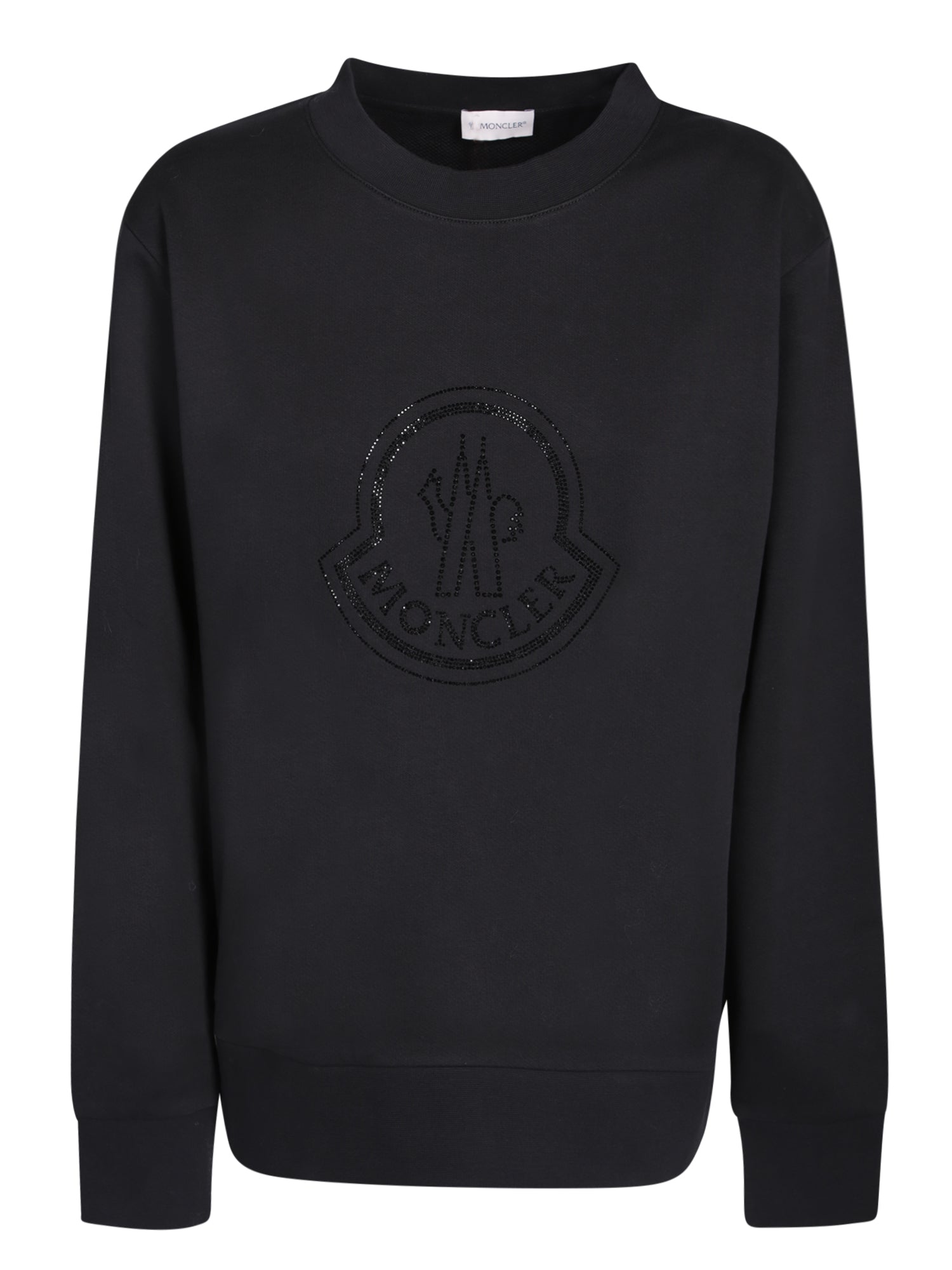 MONCLER 크리스탈 로고 블랙 스웨트 셔츠