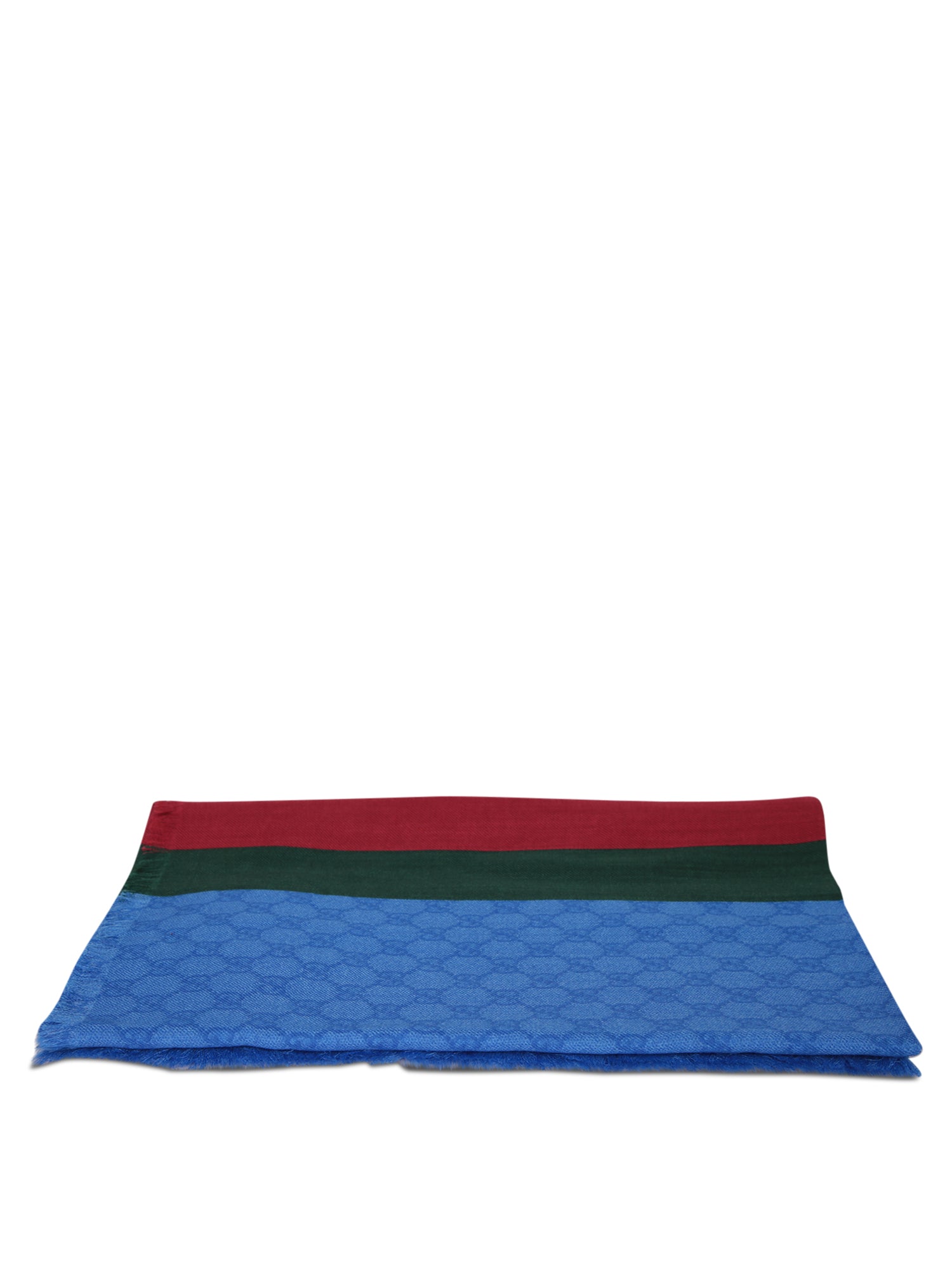 GUCCI 웹 디테일 블루 울 스카프