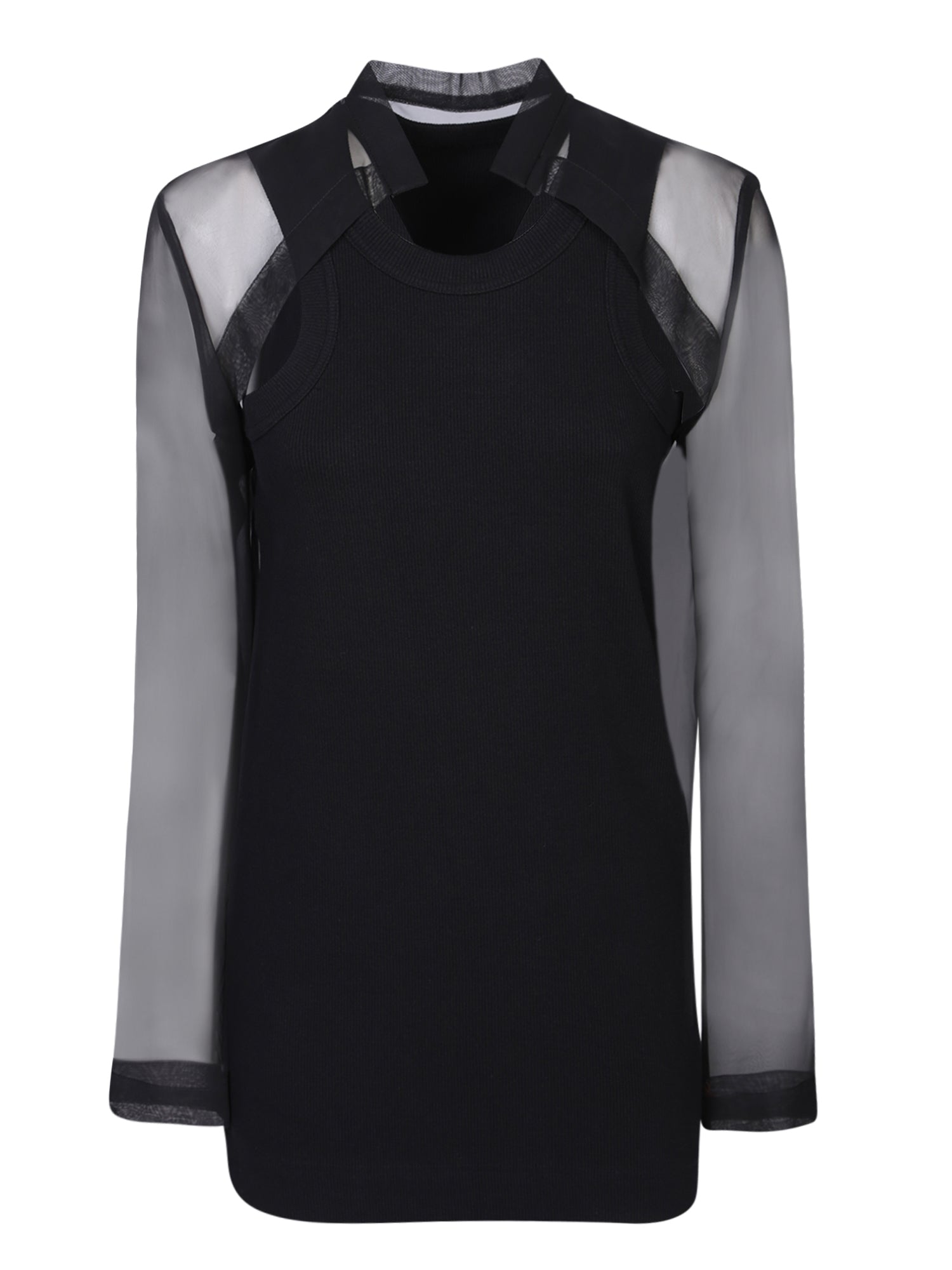 SACAI Semitransparent 디테일 블랙 탑
