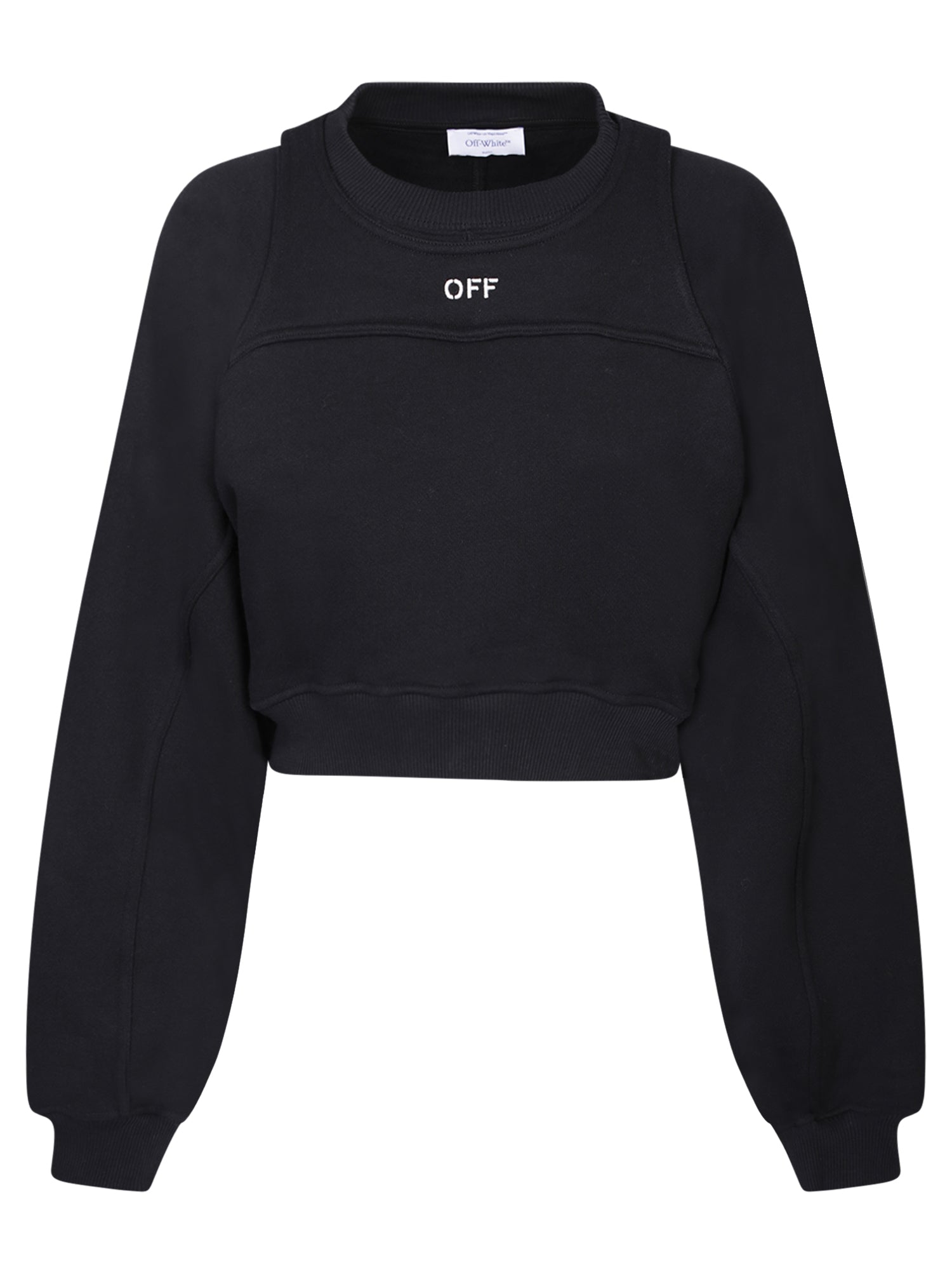 OFFWHITE 크롭 블랙 스웨트 셔츠