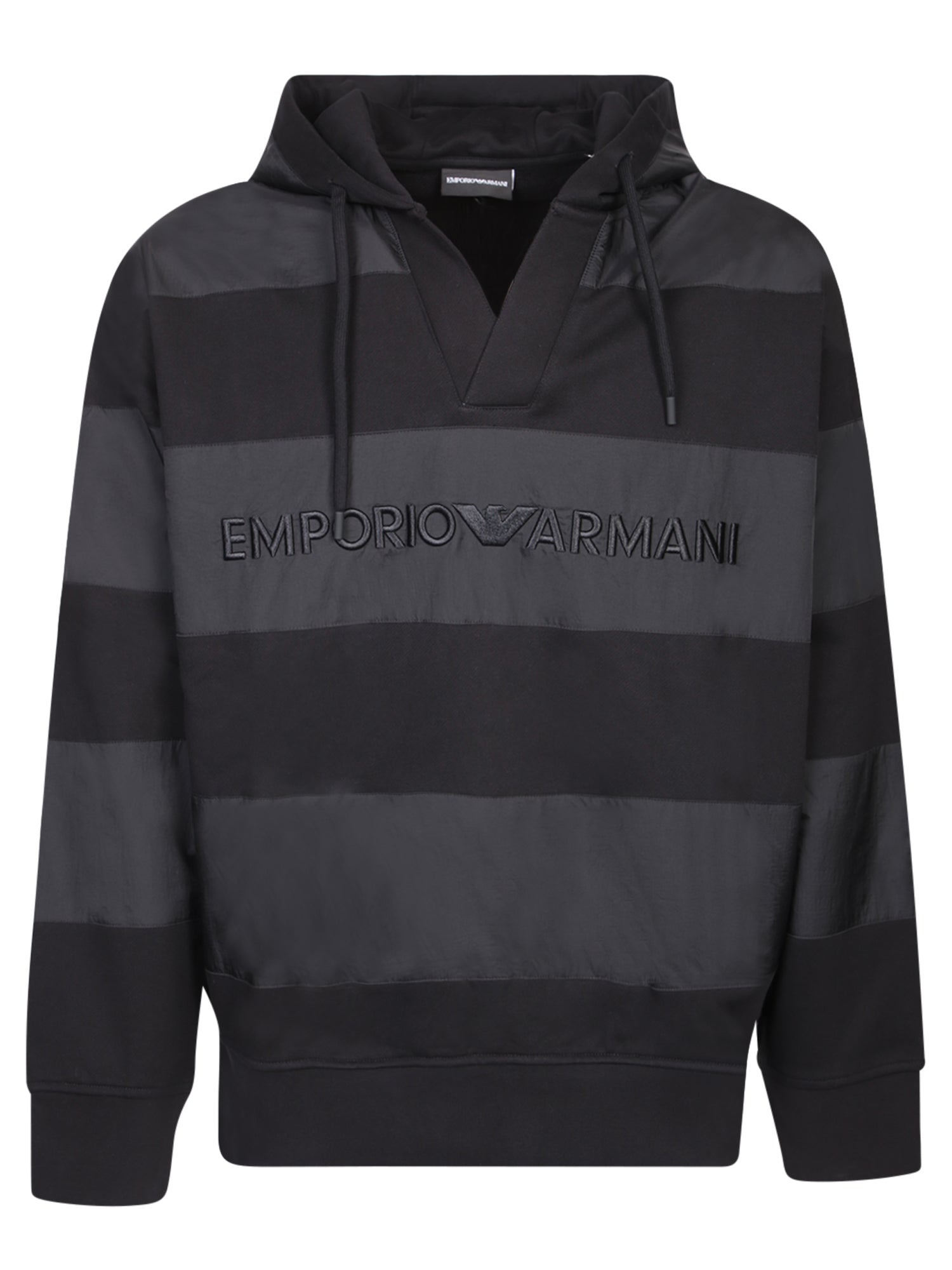 EMPORIO ARMANI 스트라이프 블랙 후드