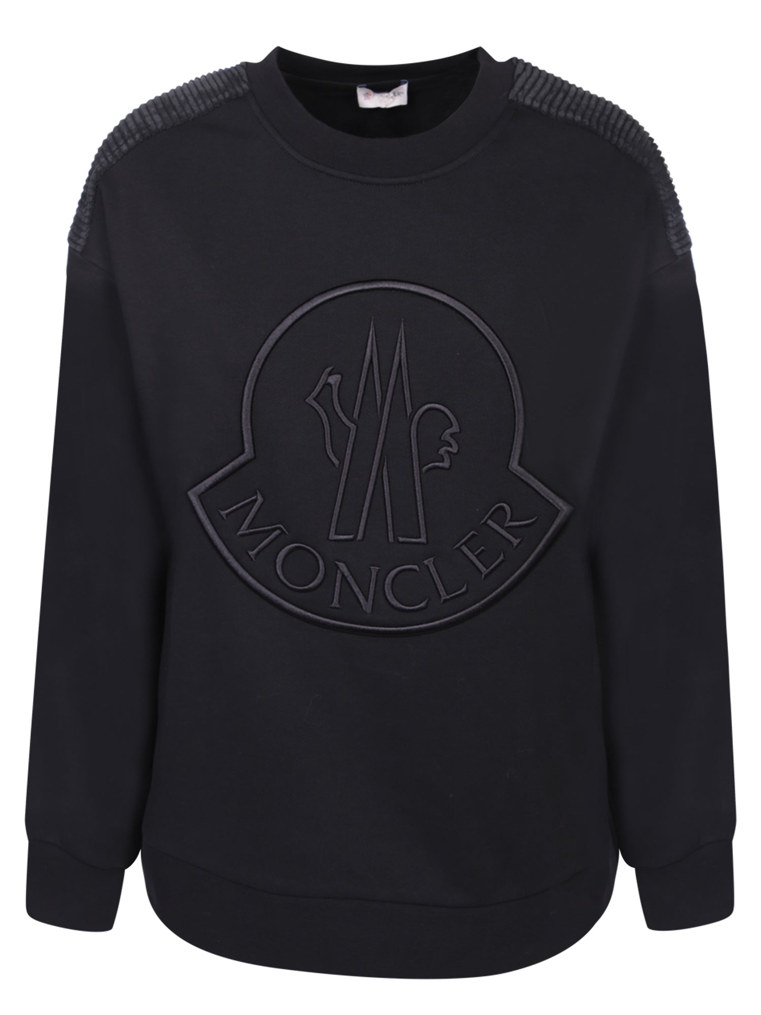 MONCLER Frontal 로고 블랙 스웨트 셔츠