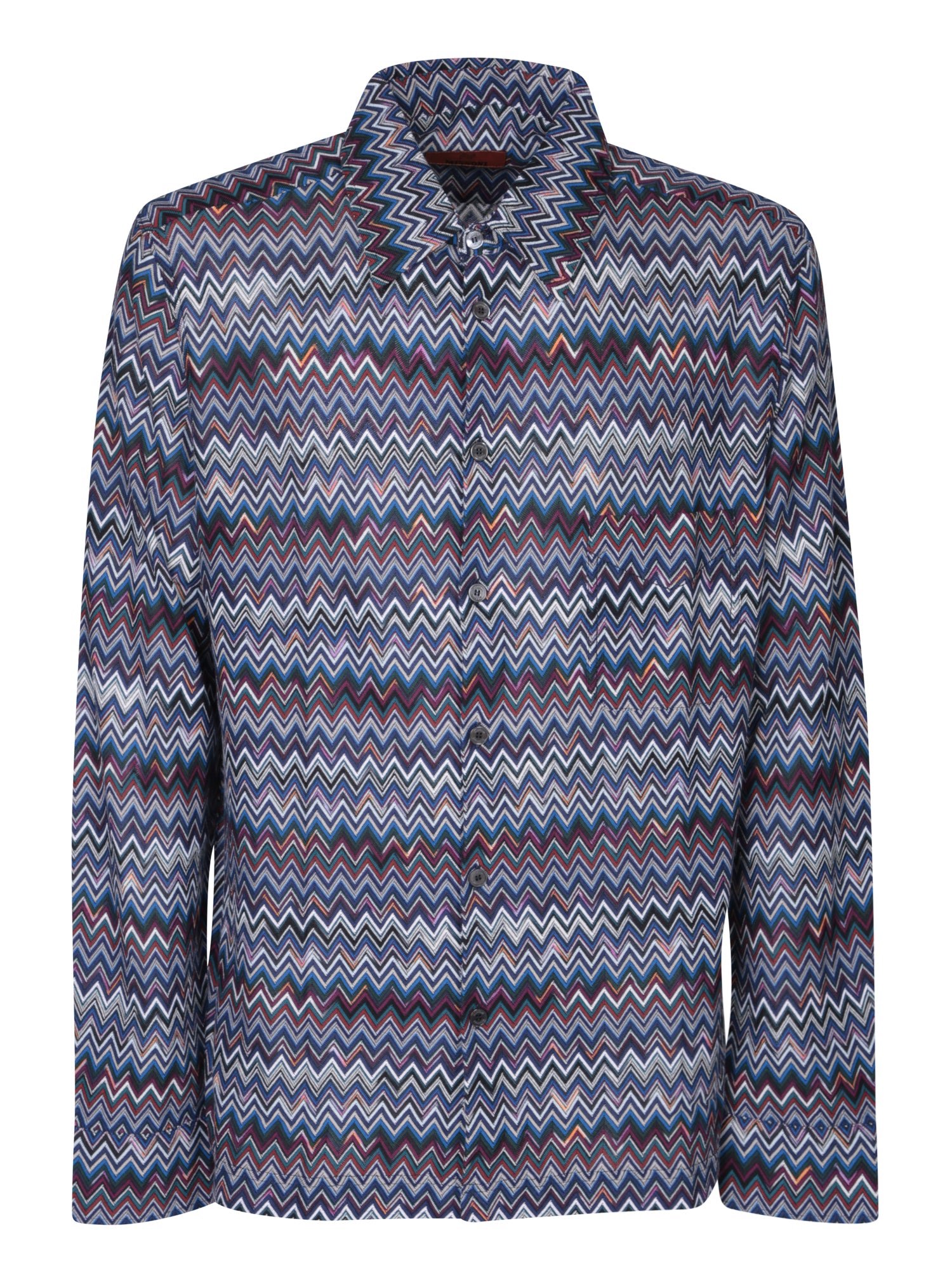 MISSONI Zigzagwoven 모티브 블루 셔츠