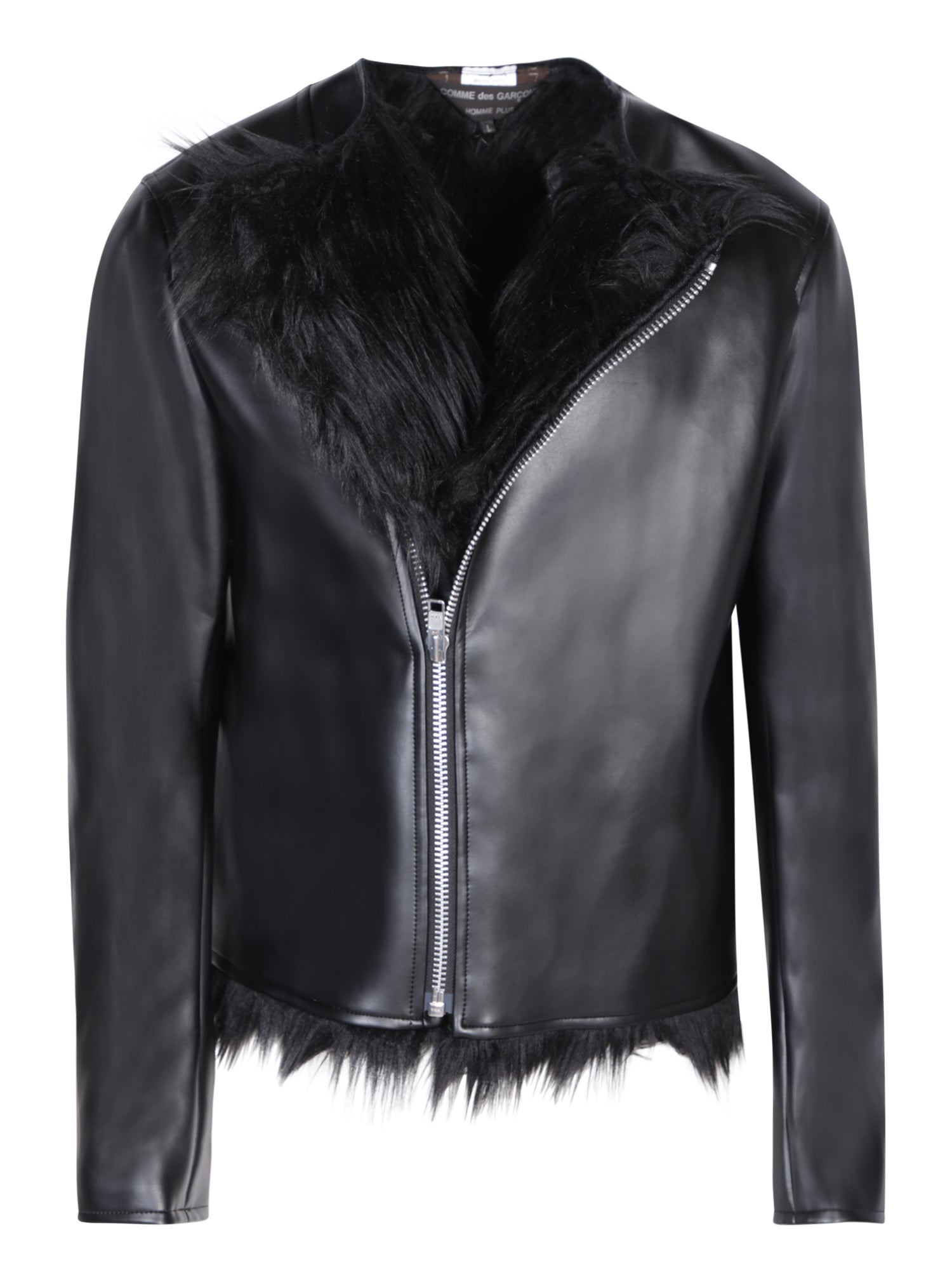 COMMES DE GARCONS HP Fauxfur lining 블랙 바이커 자켓