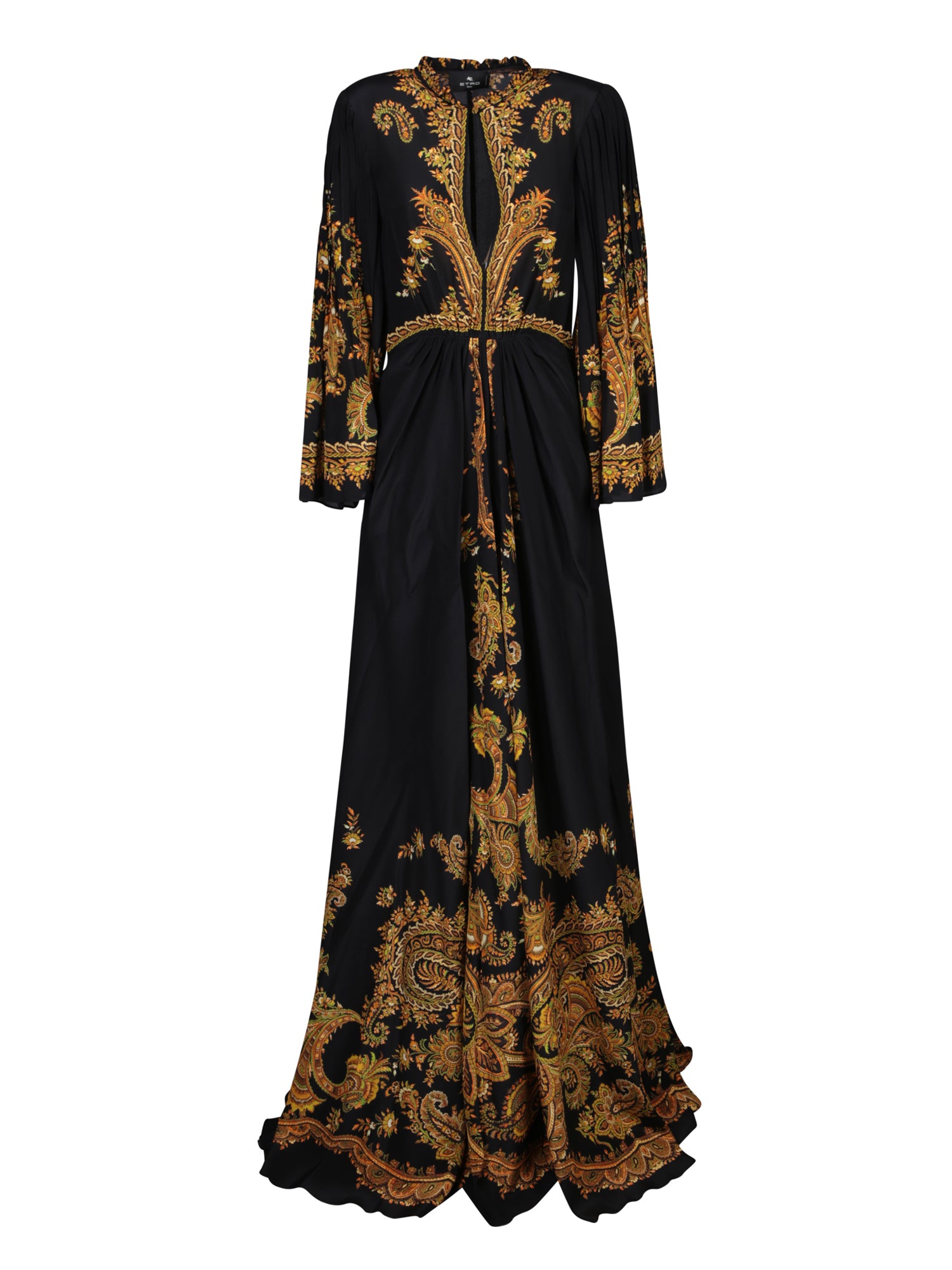ETRO 플리츠 슬리브 롱 드레스