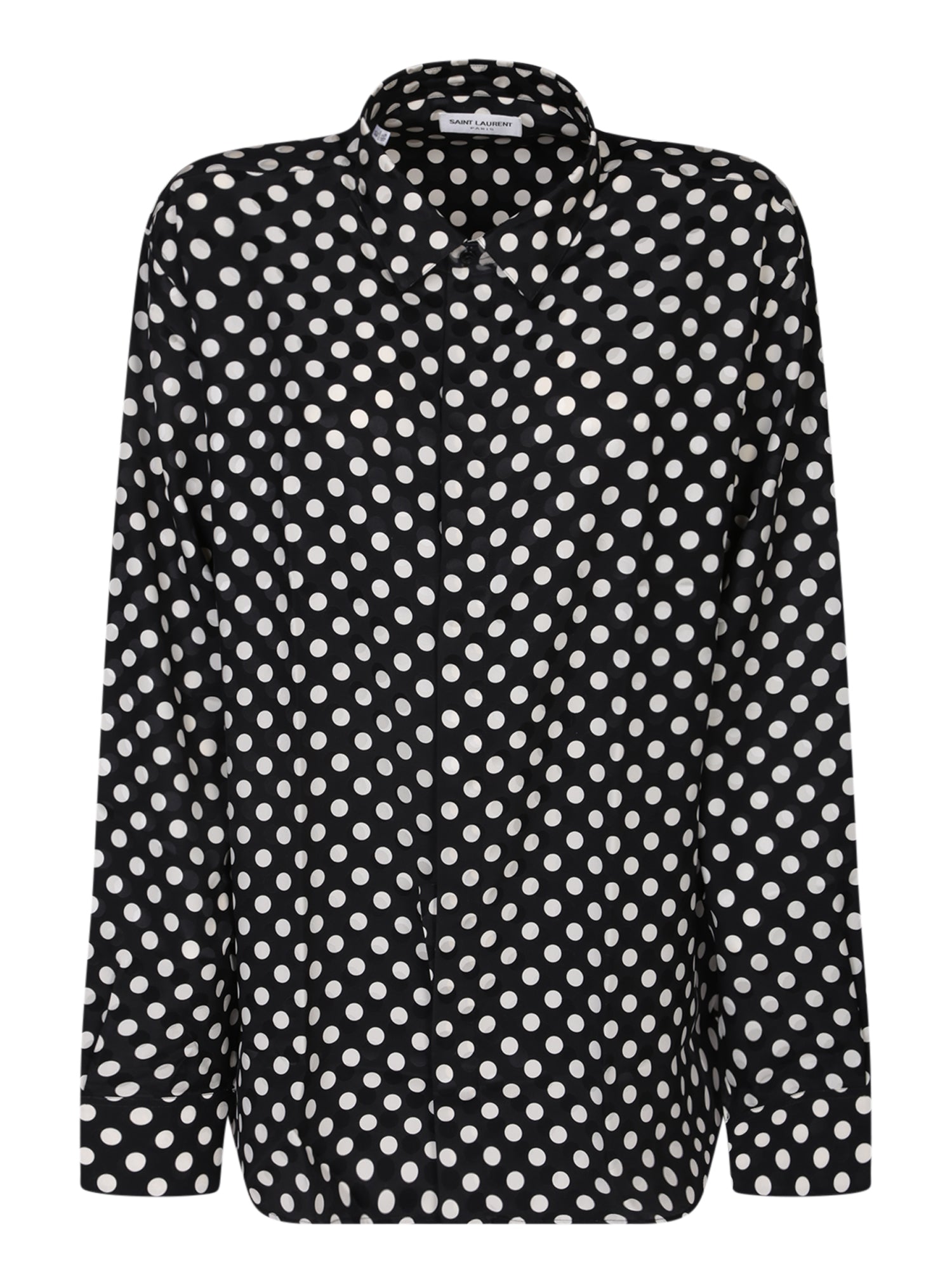SAINT LAURENT 폴카 도트 블랙 셔츠