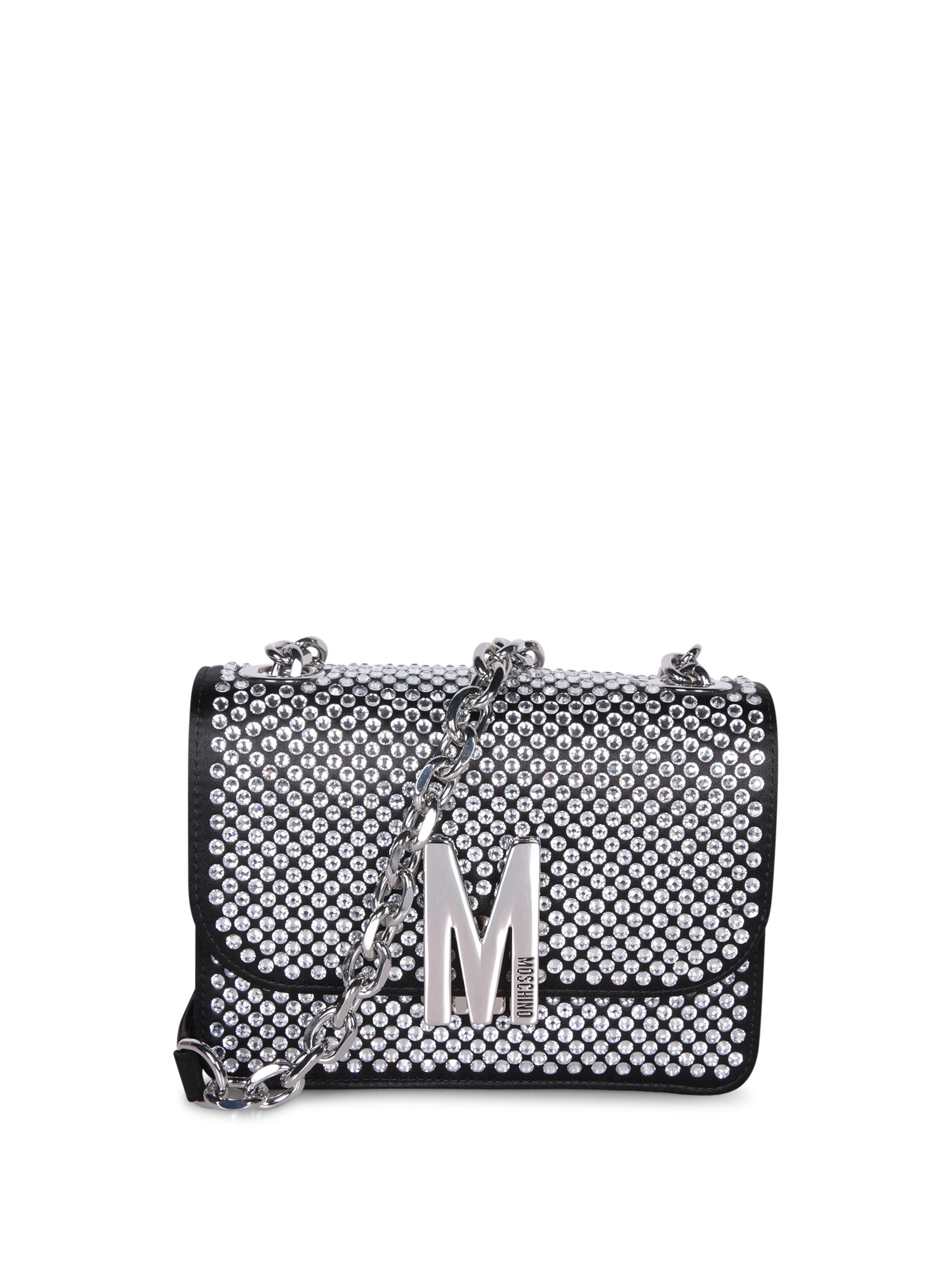 MOSCHINO 라인스톤 블랙 M 백
