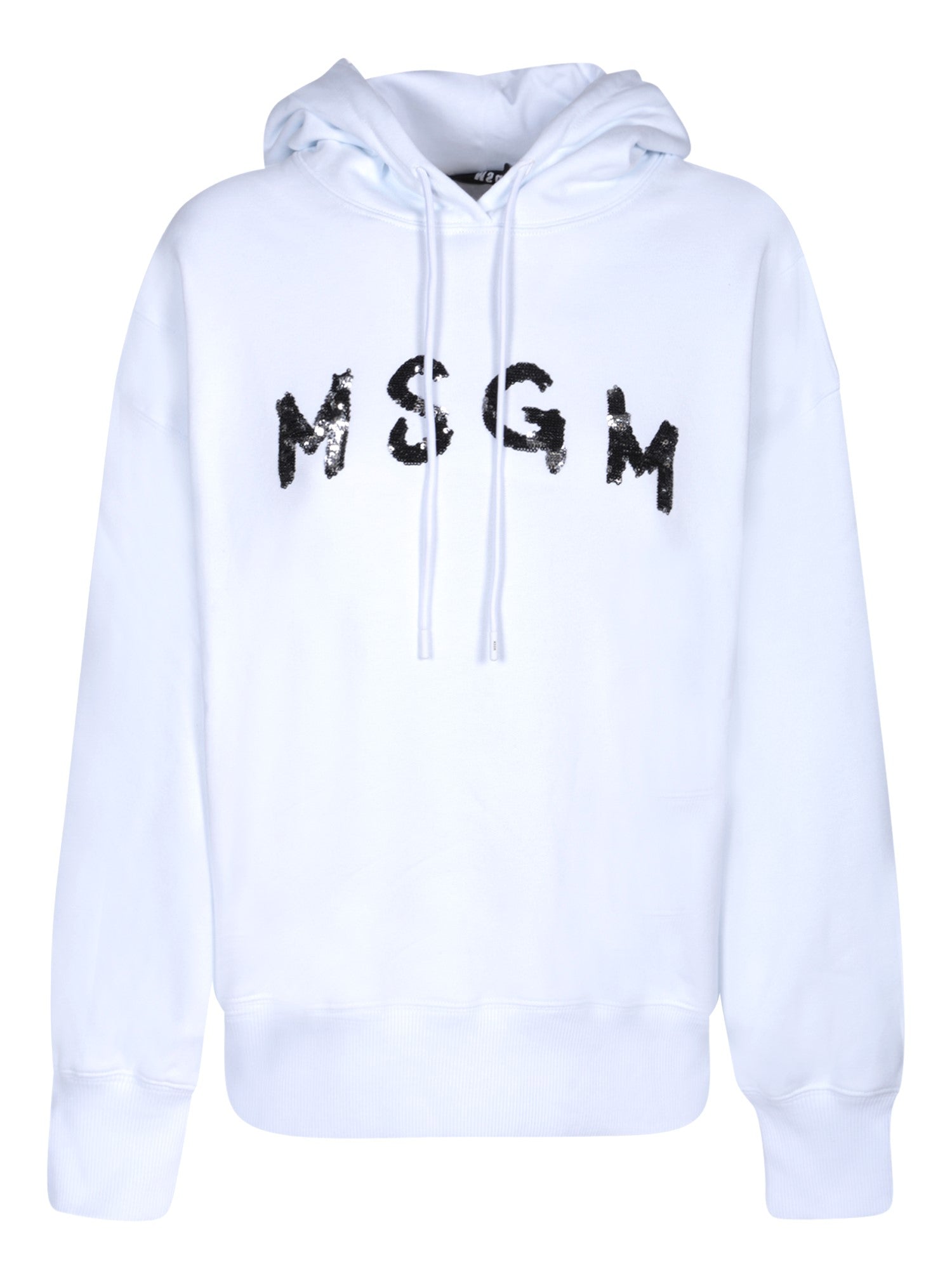 MSGM Rhinestonecovered 로고 화이트 후드