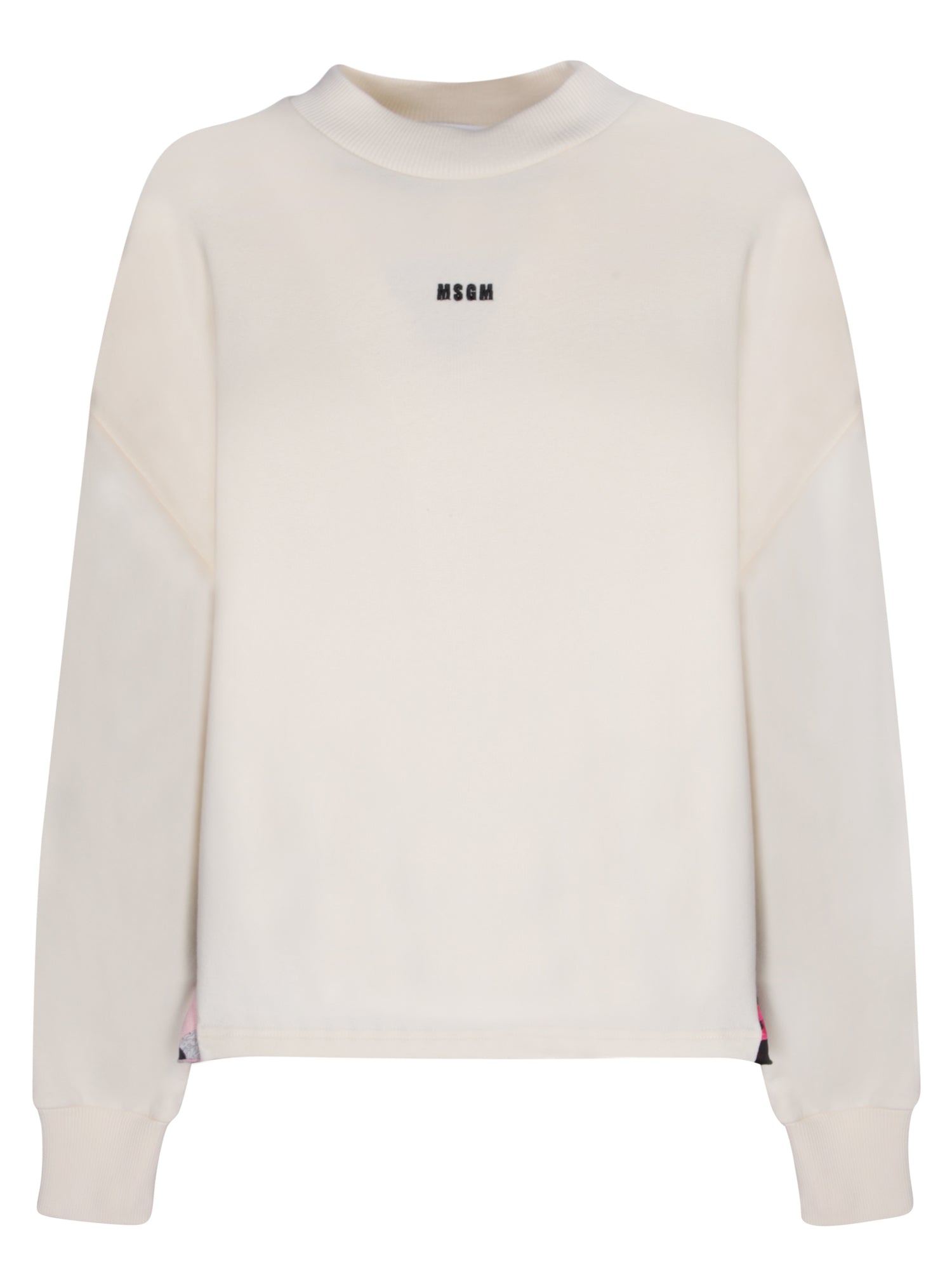 MSGM 프론트 로고 크림 스웨트 셔츠