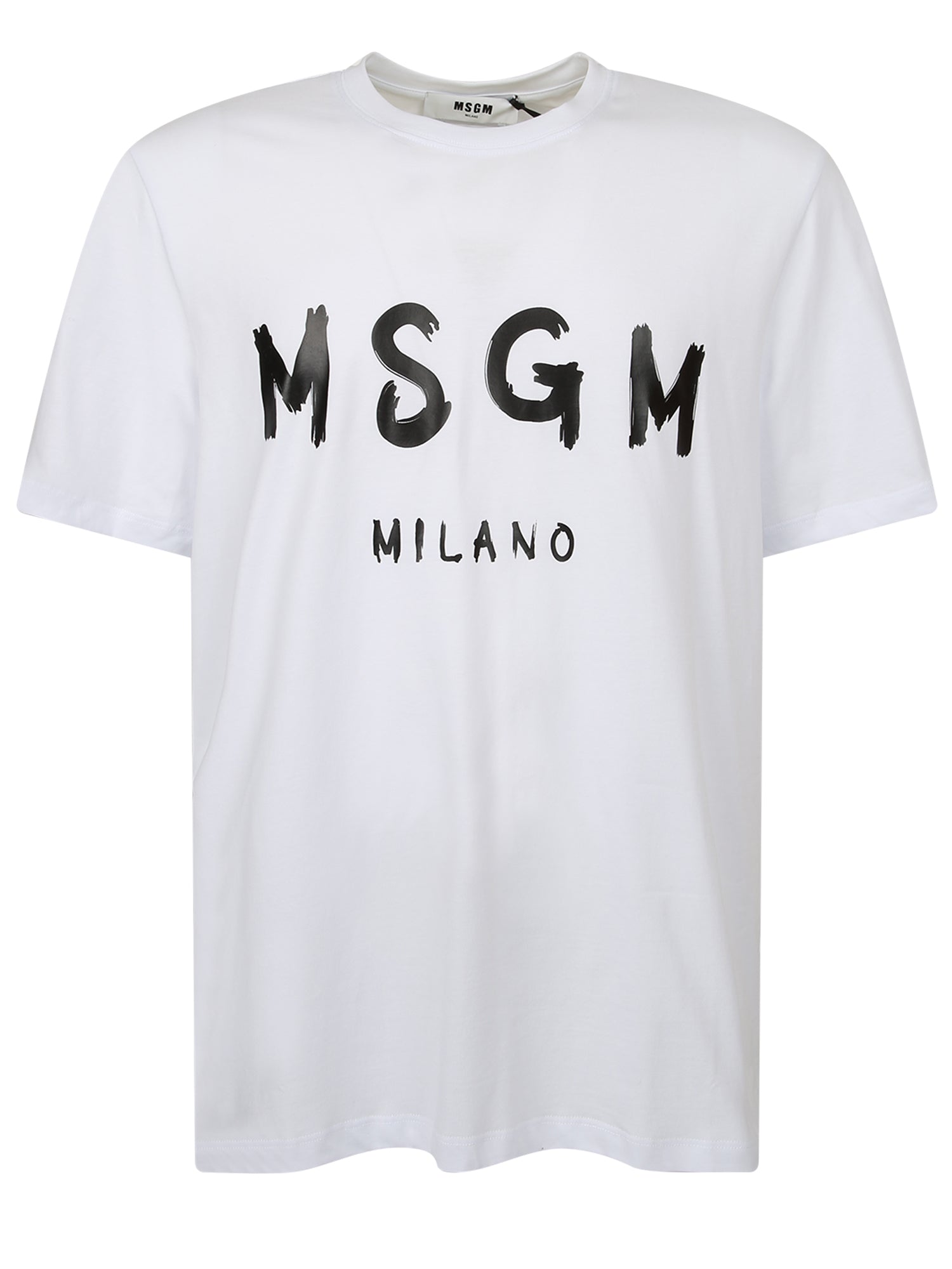 MSGM 브러쉬드 로고 화이트 티셔츠