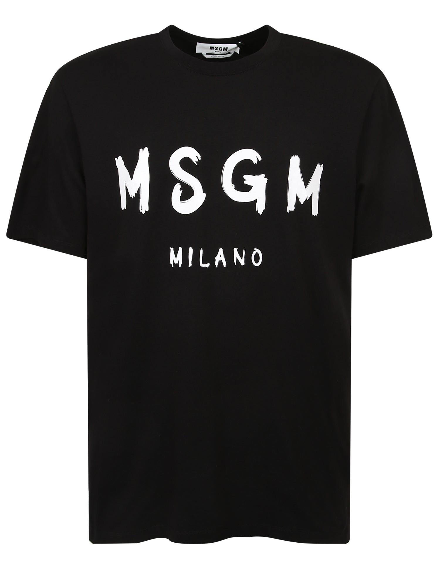 MSGM 브러쉬드 로고 블랙 티셔츠