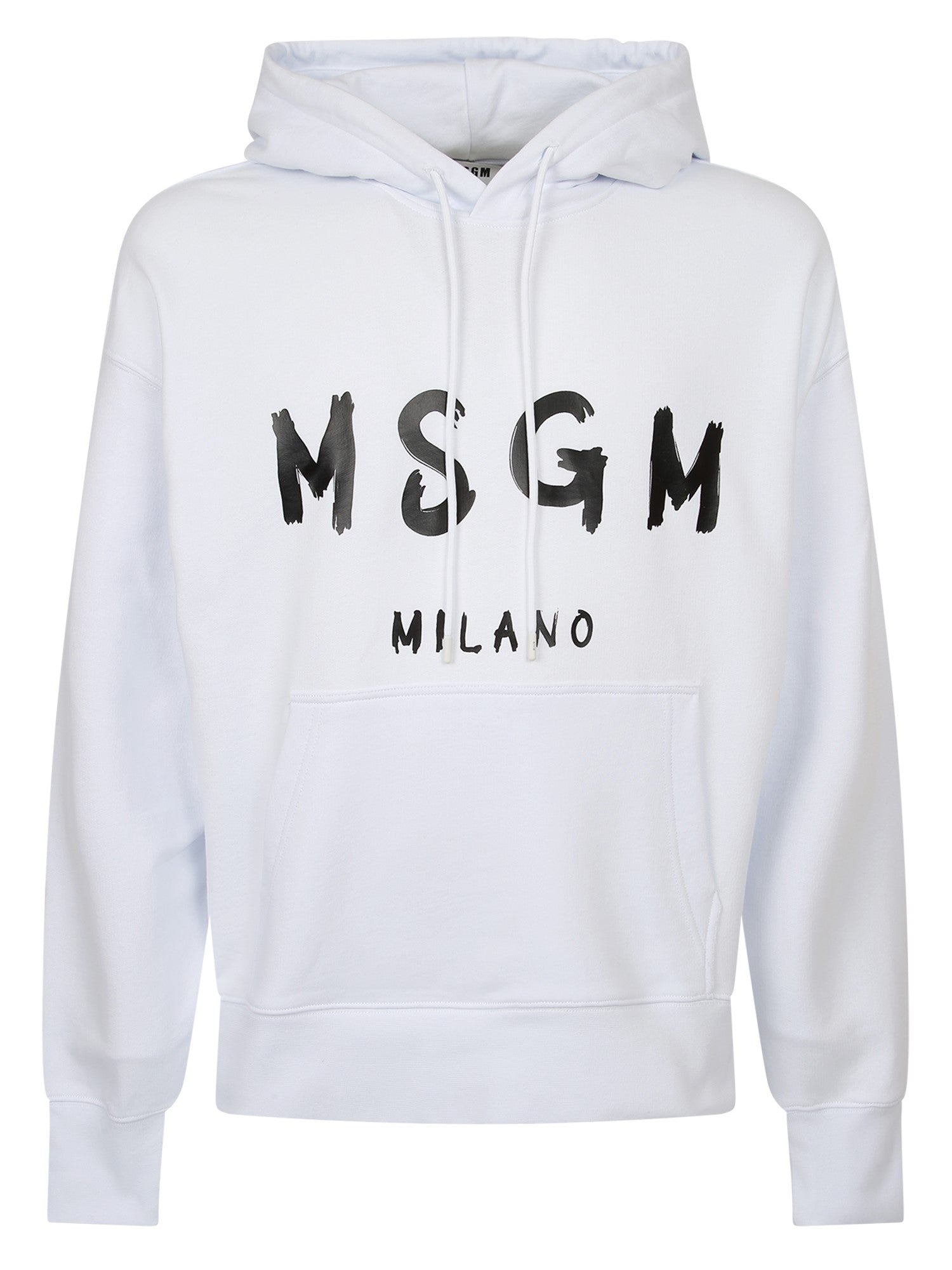 MSGM 로고 화이트 브러쉬드 후드