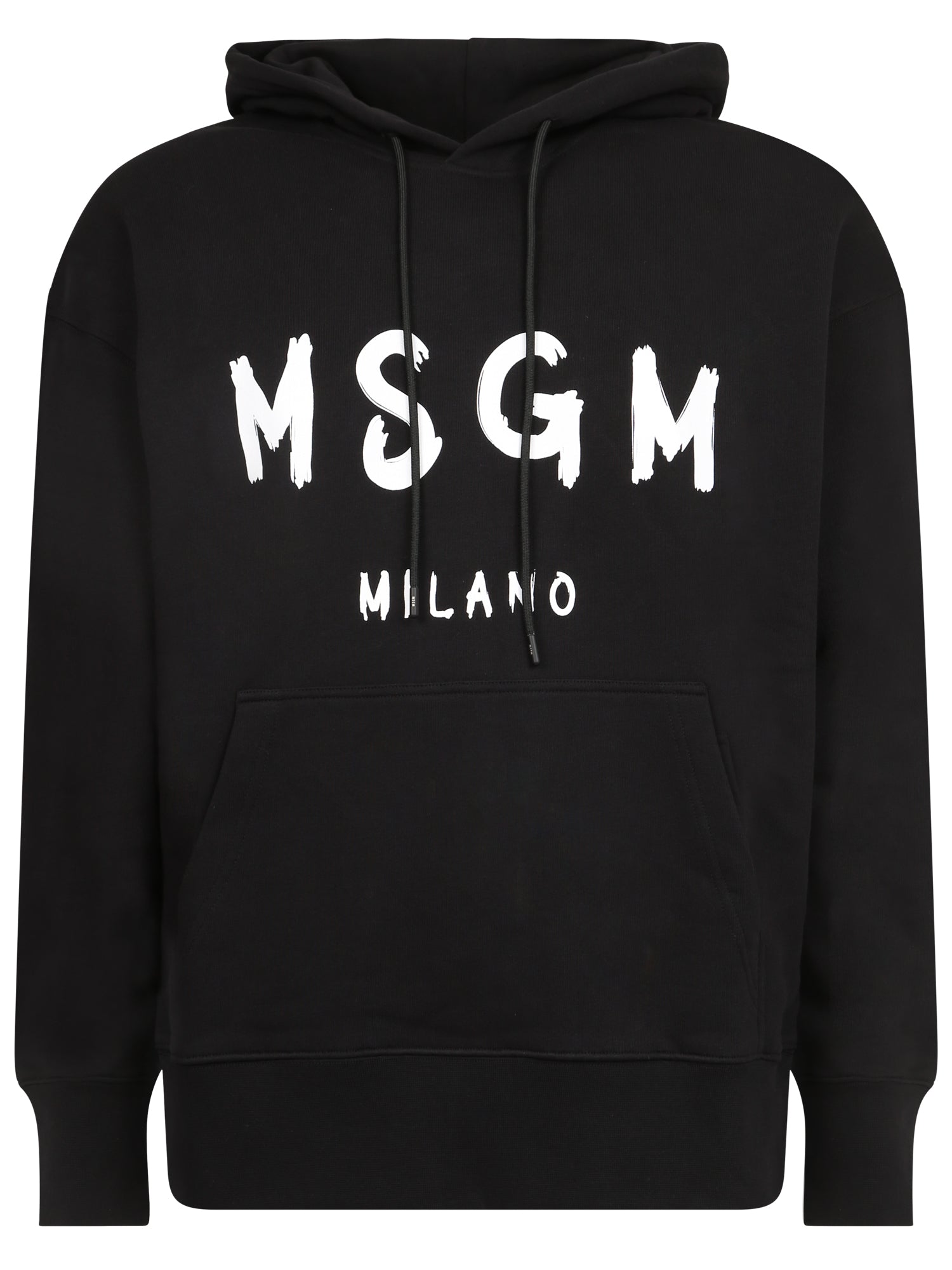 MSGM 로고 블랙 브러쉬드 후드