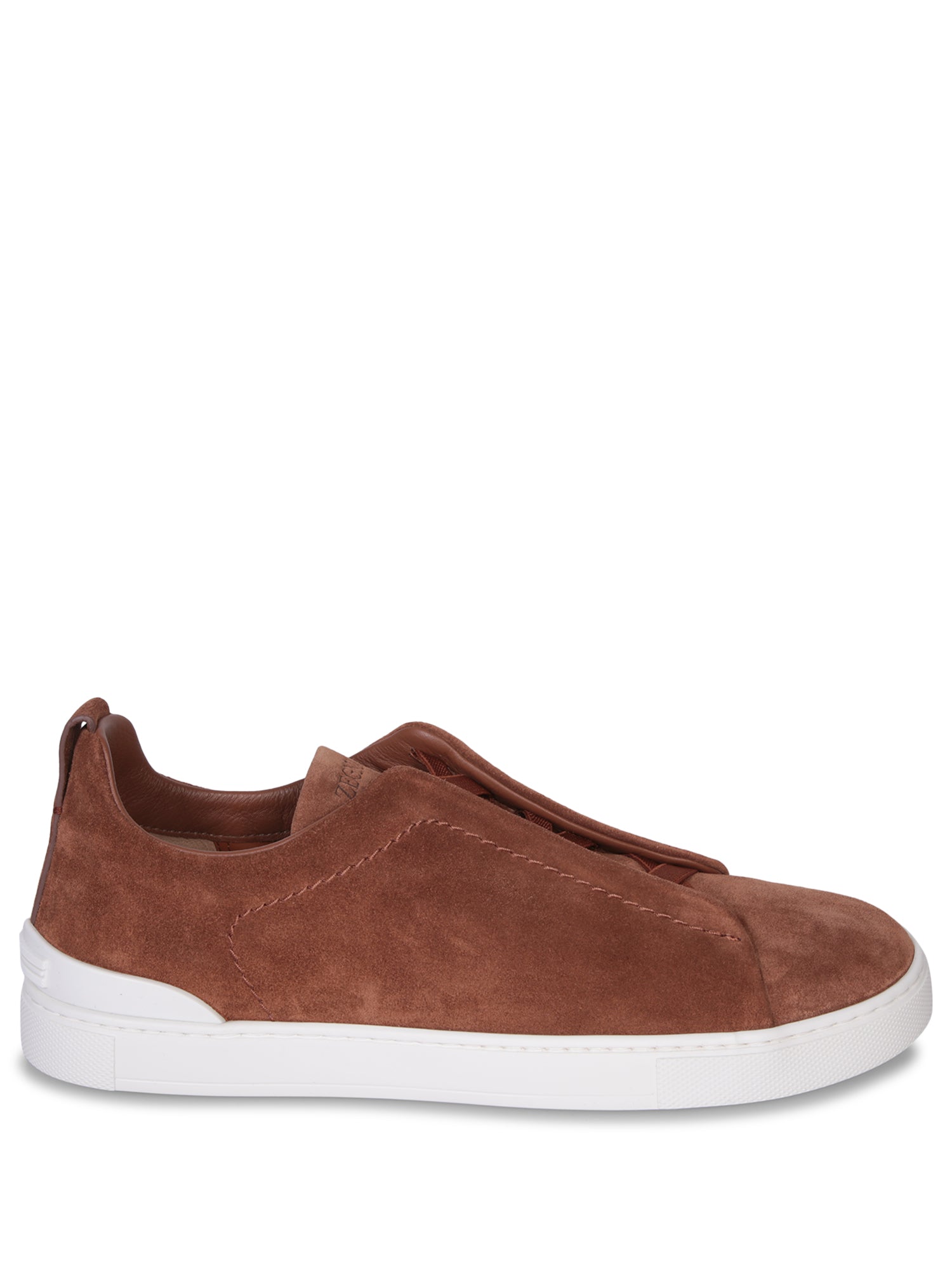 ZEGNA Tripe 스티치 로우 탑 tobacco 스니커즈
