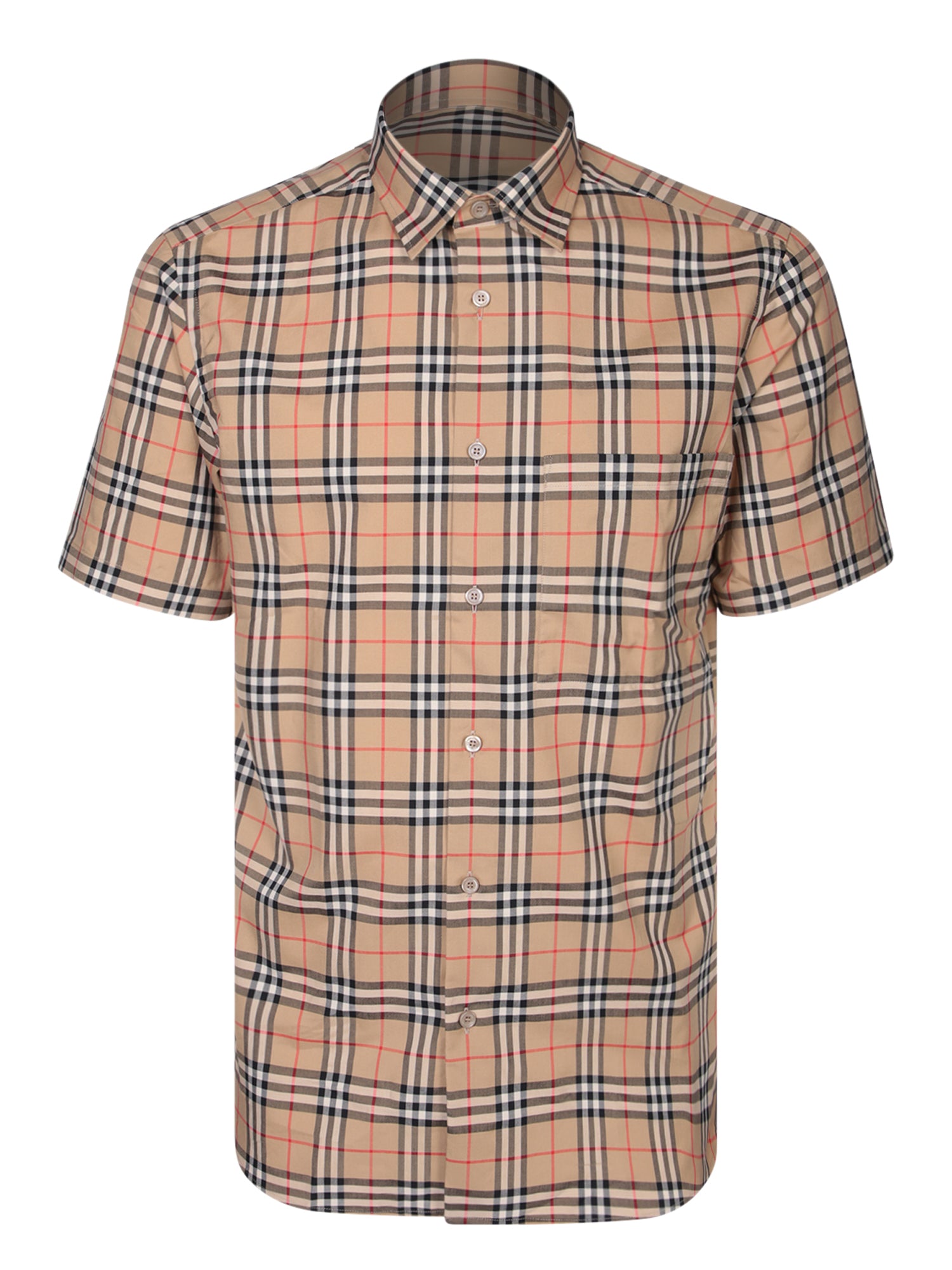 BURBERRY Simson 체크 베이지 쇼츠 슬리브 셔츠