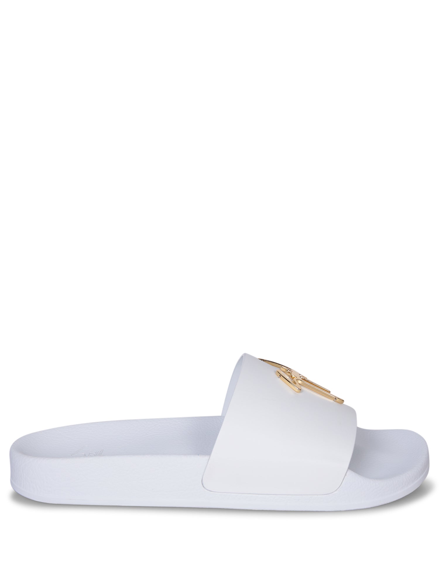 GIUSEPPE ZANOTTI 로고 whitegold 슬리퍼