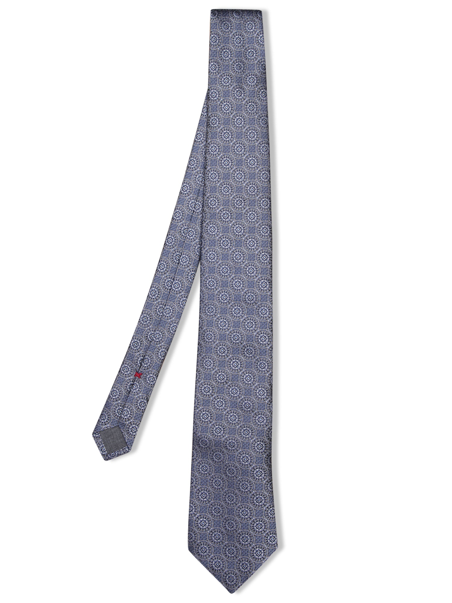 BRUNELLO CUCINELLI 지오메트릭 블루 타이