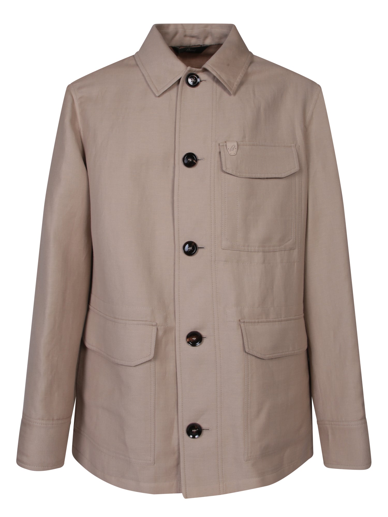 BRIONI Foldover 포켓 베이지 오버셔츠