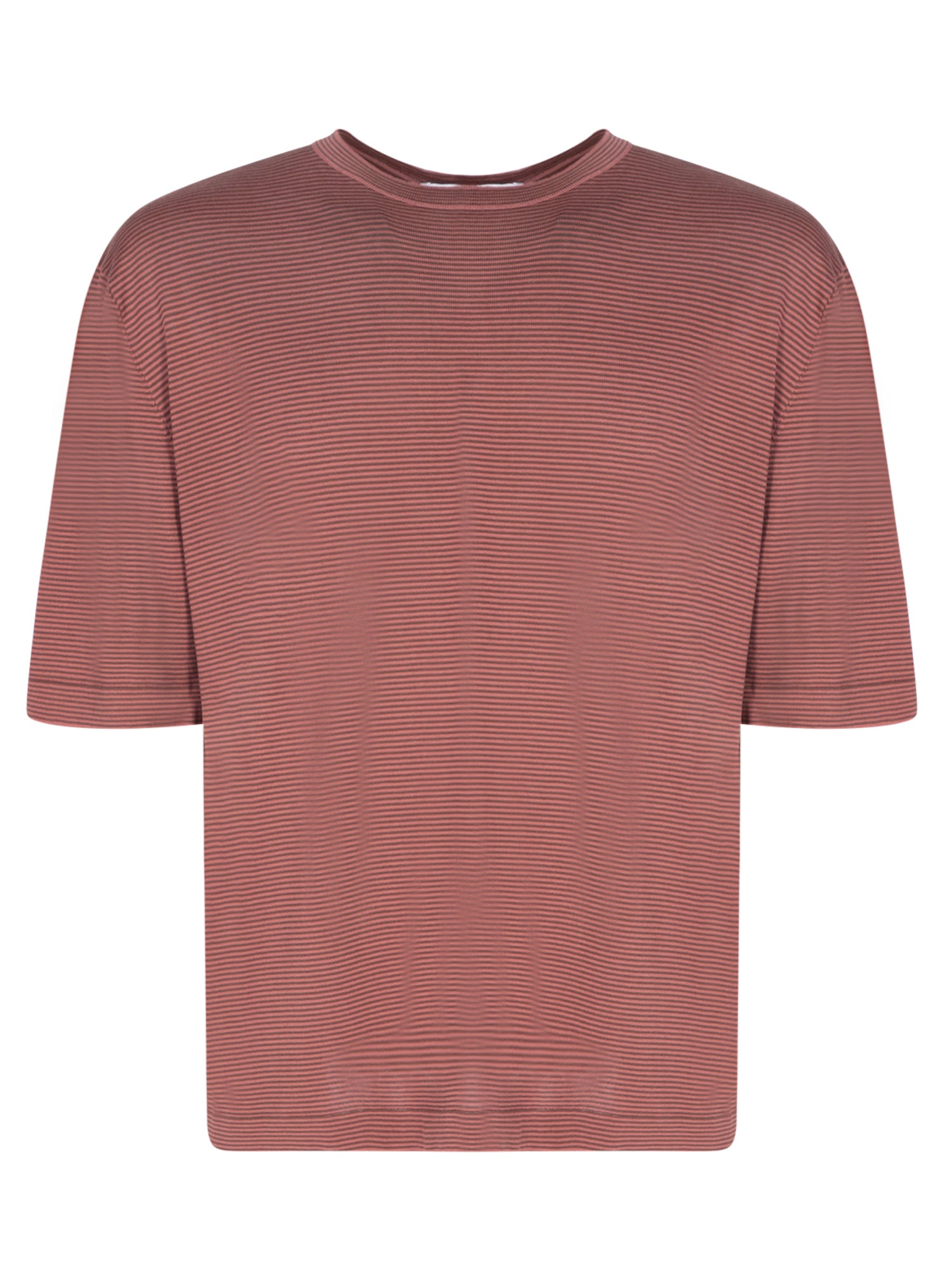LARDINI 져지 스트라이프 redbrown 티셔츠