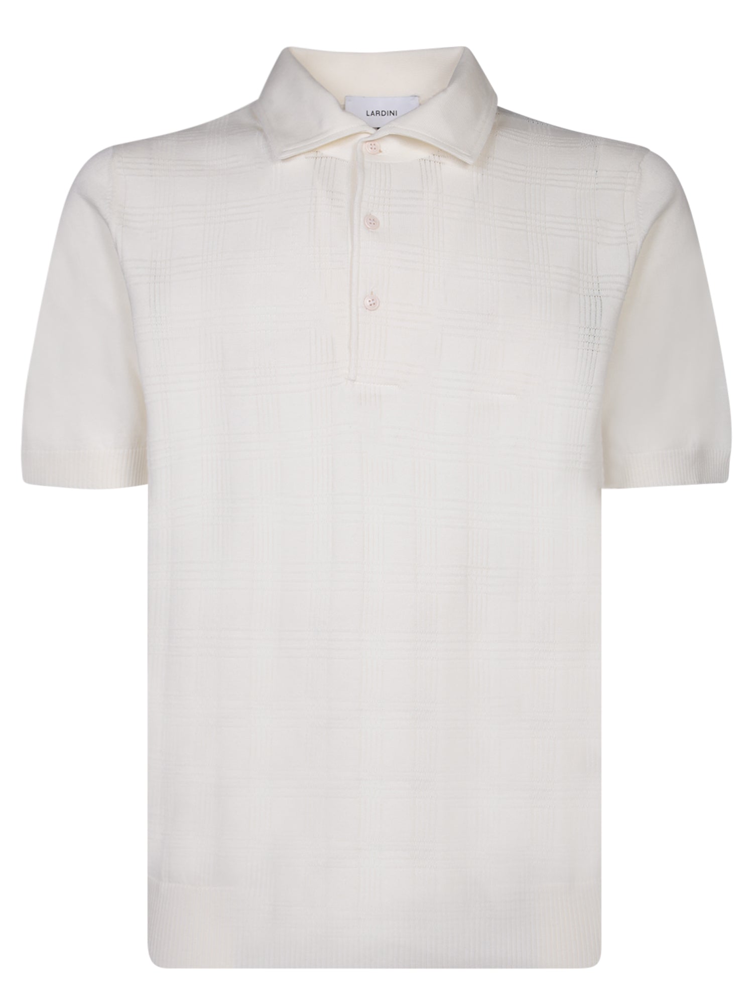 LARDINI 체크 화이트 폴로 셔츠