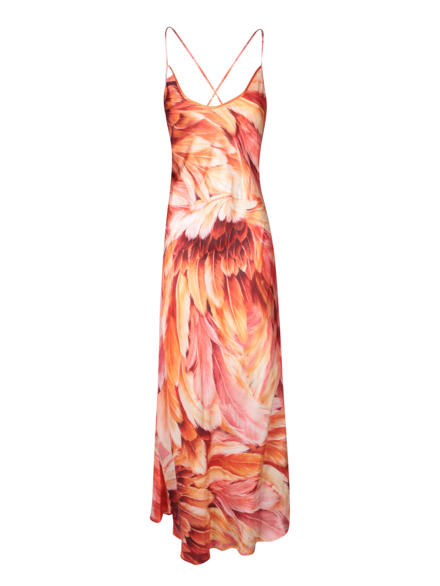 ROBERTO CAVALLI 깃털 orangemulticolor 드레스