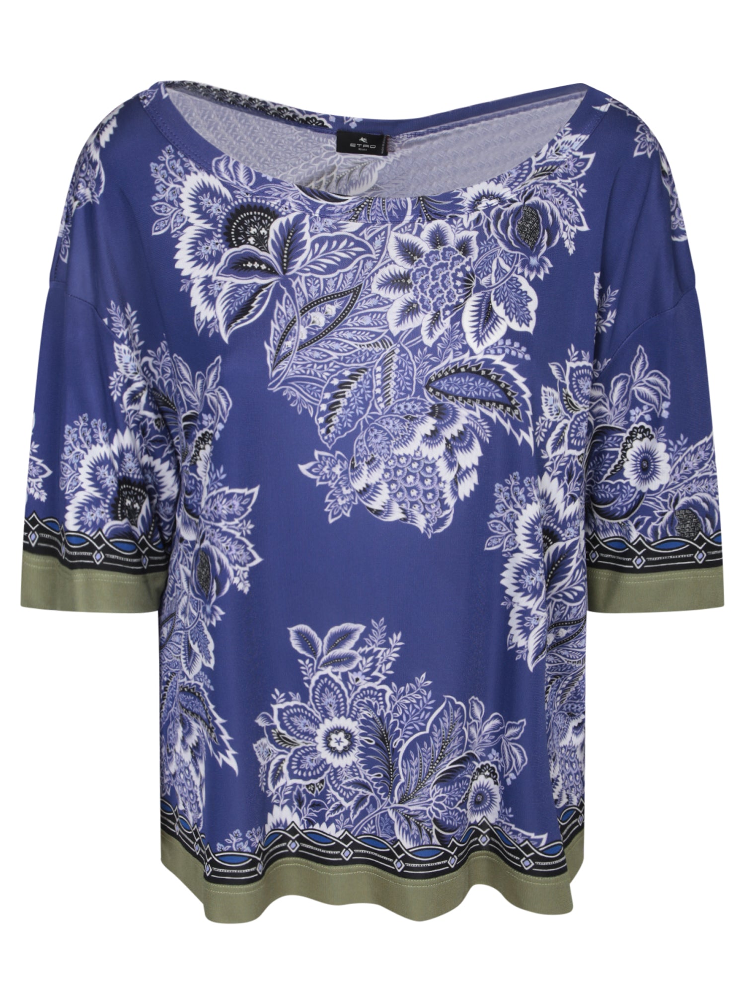 ETRO 부케 반다나 프린트 블루 블라우스