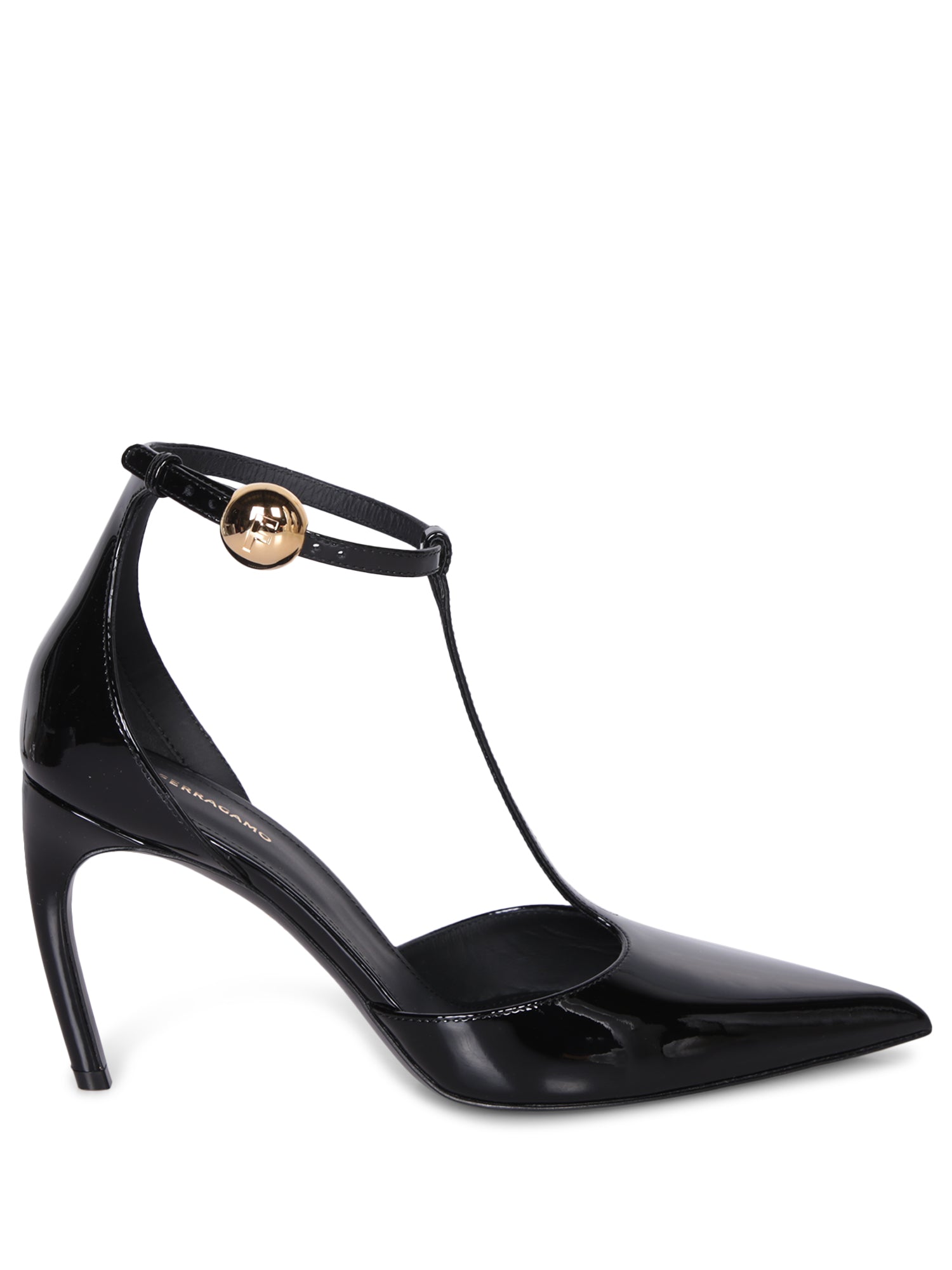 FERRAGAMO 티 스트랩 블랙 샌들