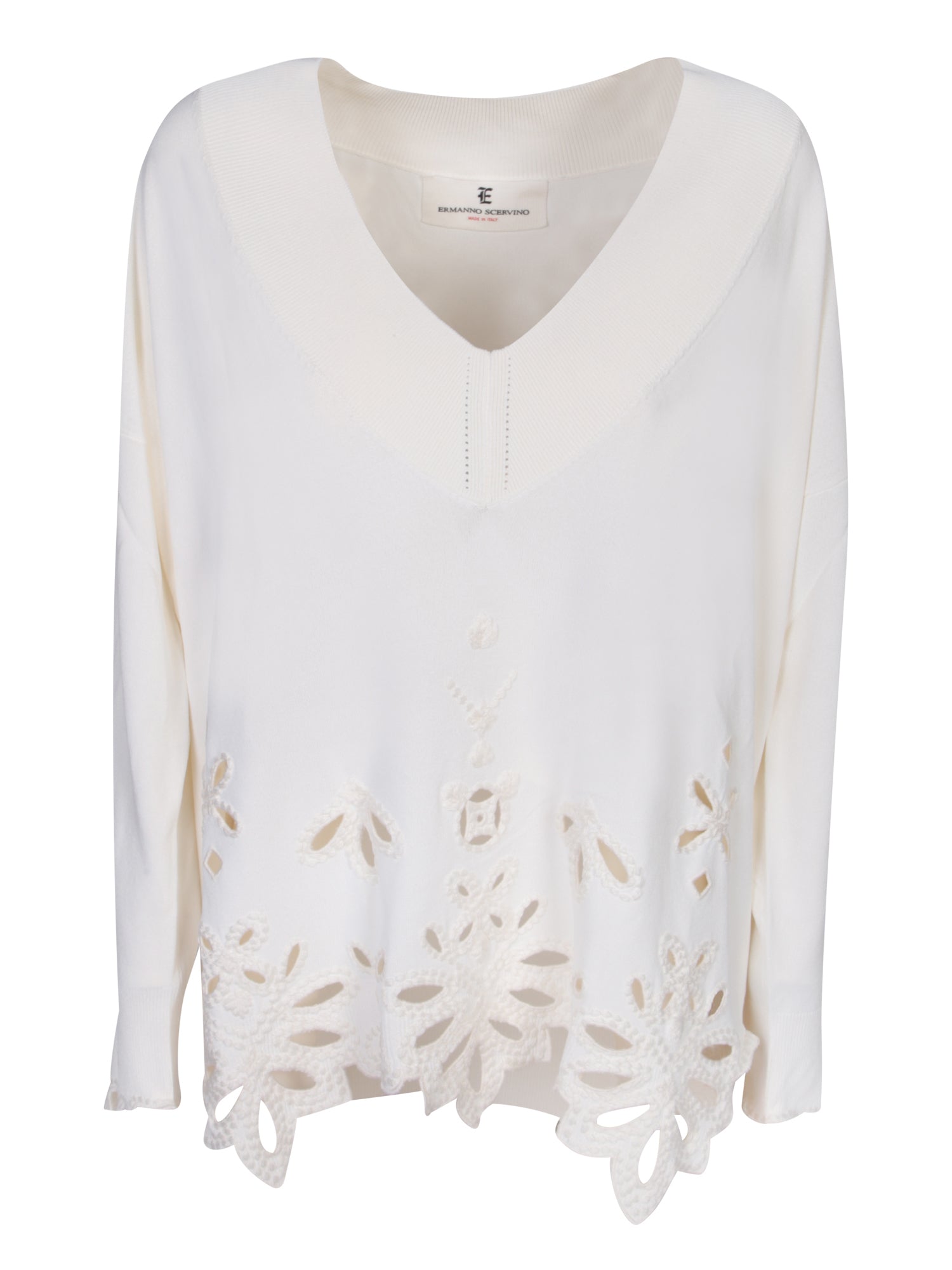 ERMANNO SCERVINO Ermanno Scervino 화이트 Macramé 스웨터