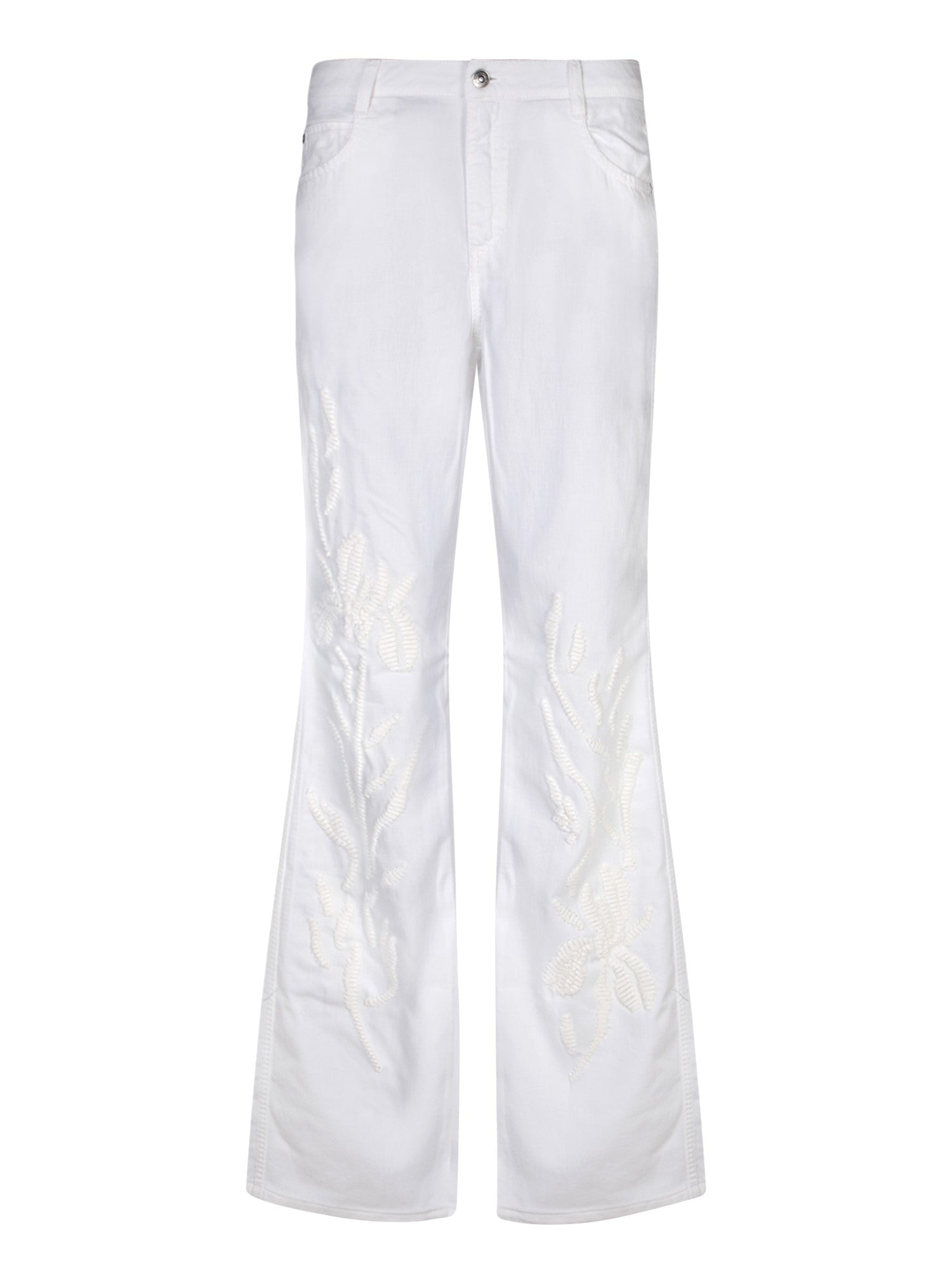 ERMANNO SCERVINO ERMANNO SCERVINO 화이트 자수 부츠컷 트라우저