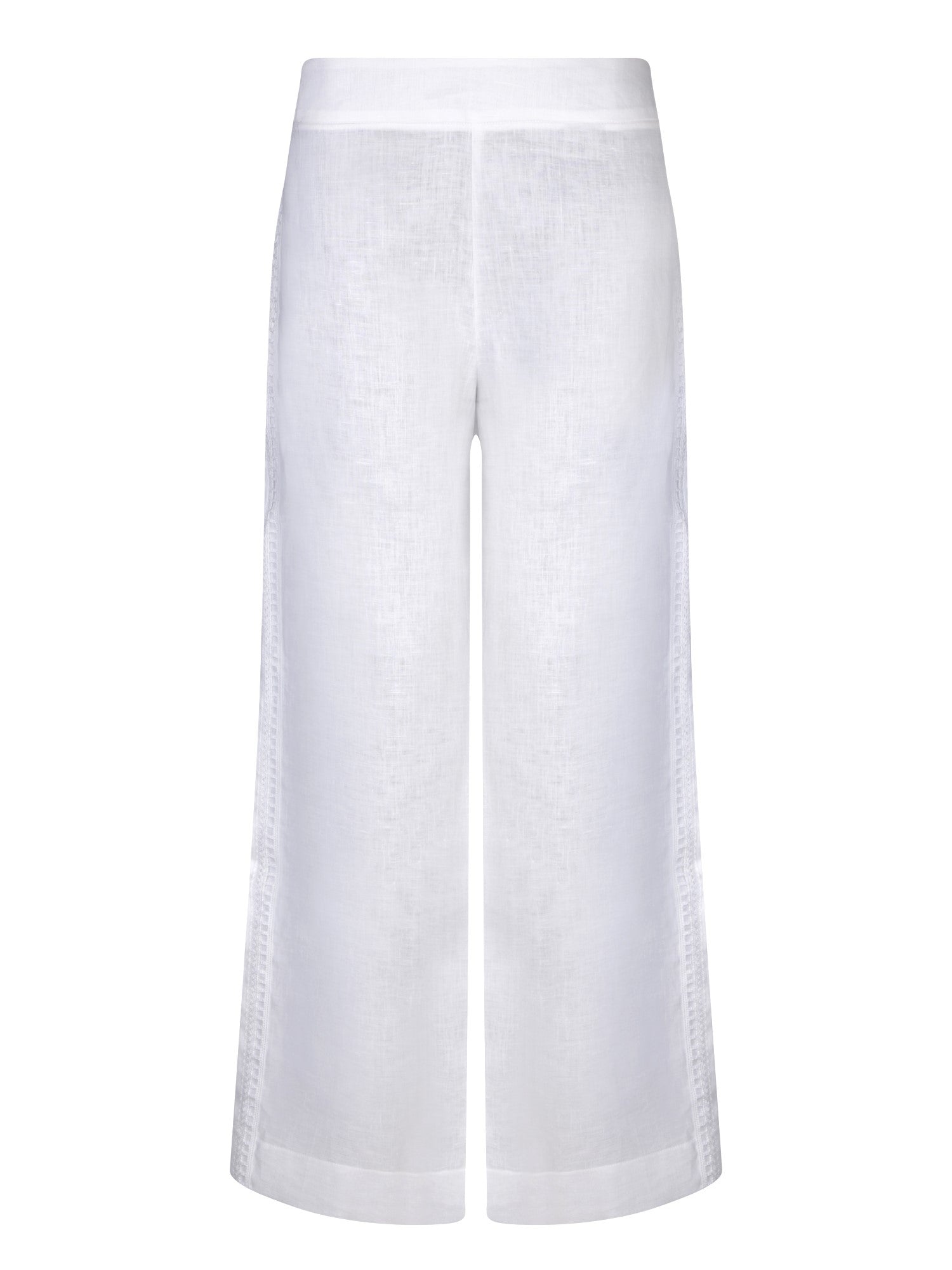 ERMANNO SCERVINO ERMANNO SCERVINO 화이트 린넨 자수 트라우저
