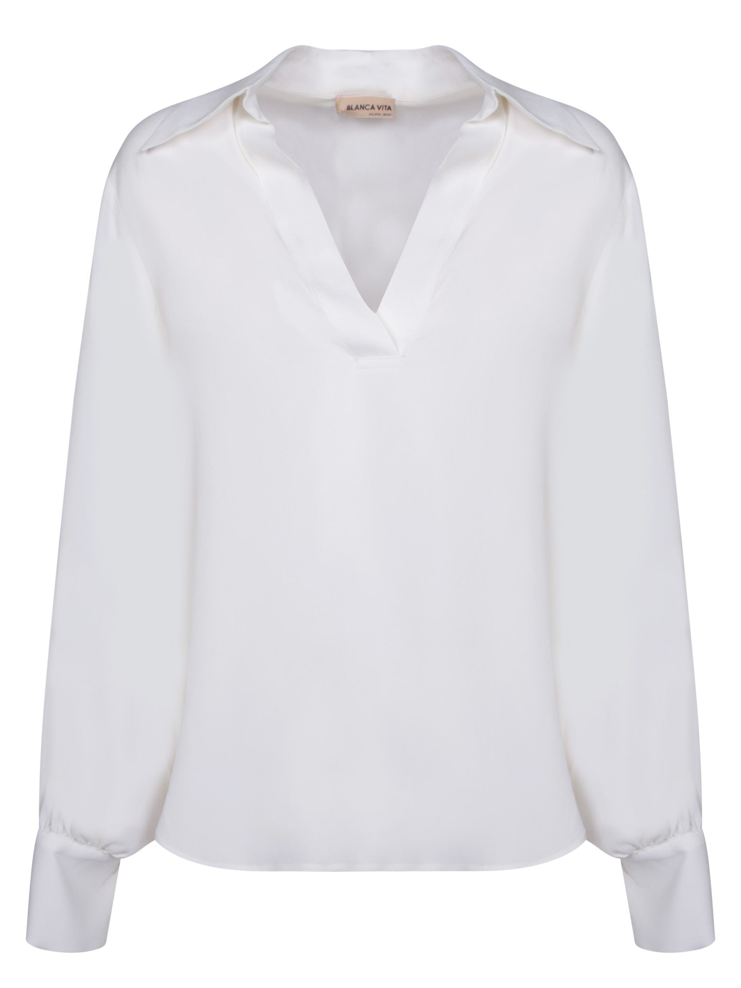 BLANCA VITA BLANCA VITA 실크 블렌드 블라우스 in 화이트