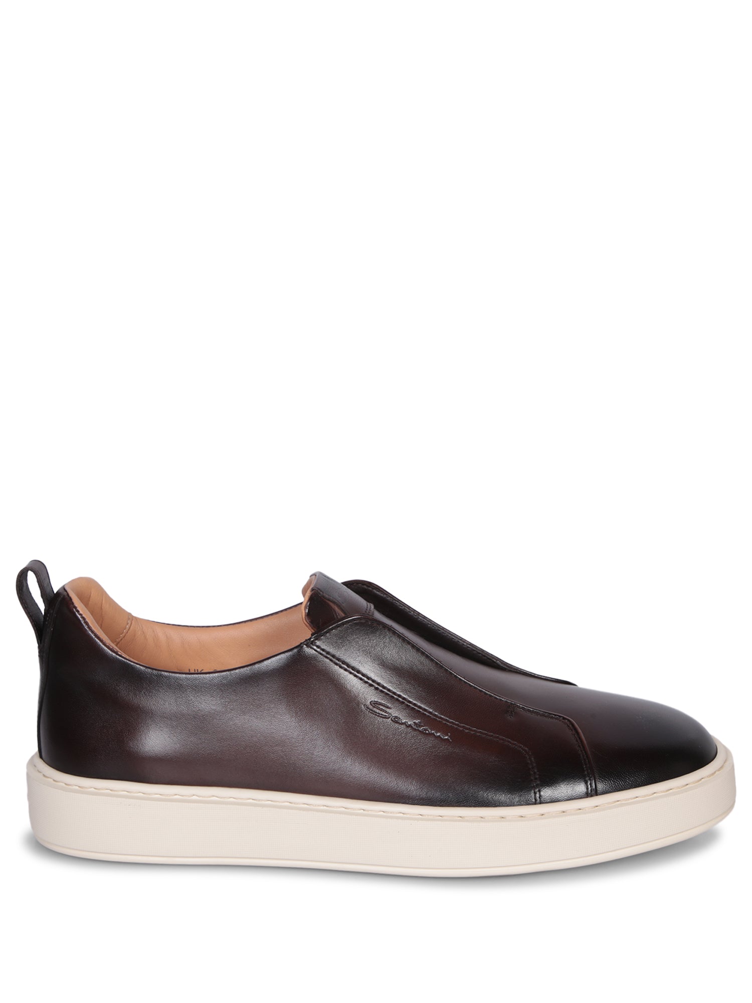 SANTONI Victor 레더 슬립온 브라운 스니커즈
