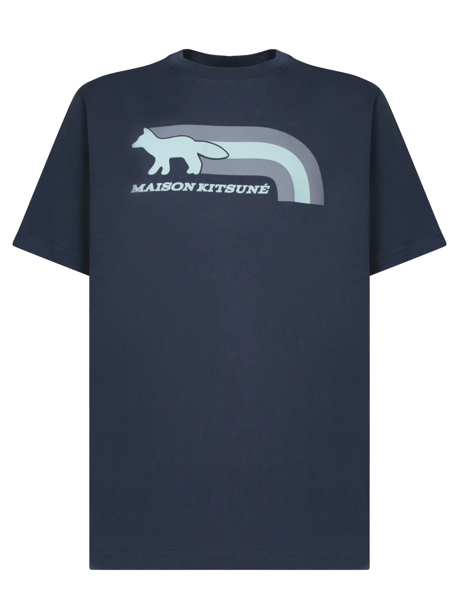 MAISON KITSUNE 플래쉬 Fox 블루 티셔츠