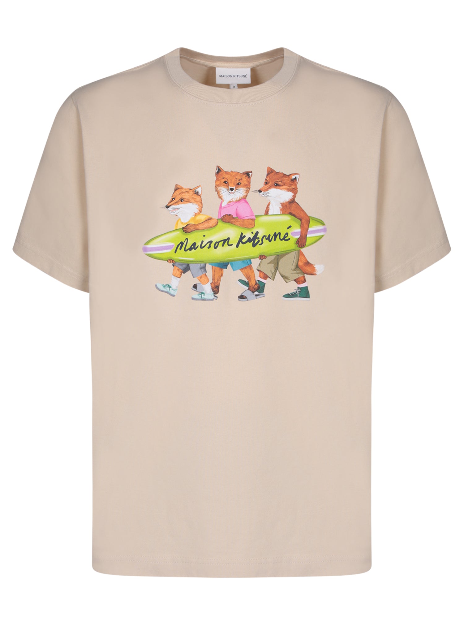MAISON KITSUNE Surfing Fox 아이보리 티셔츠