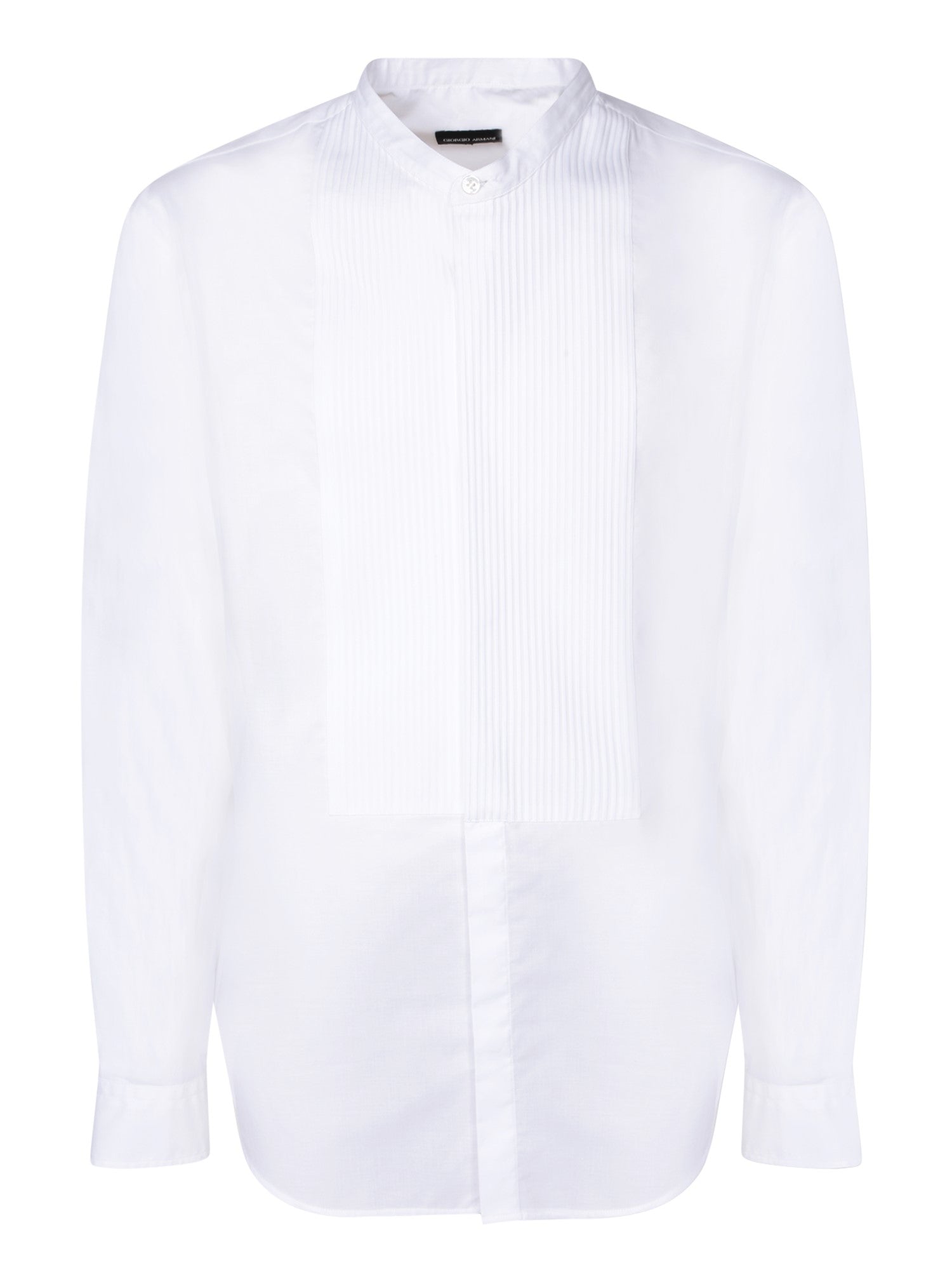 GIORGIO ARMANI Pleat Mandarin 카라 화이트 셔츠