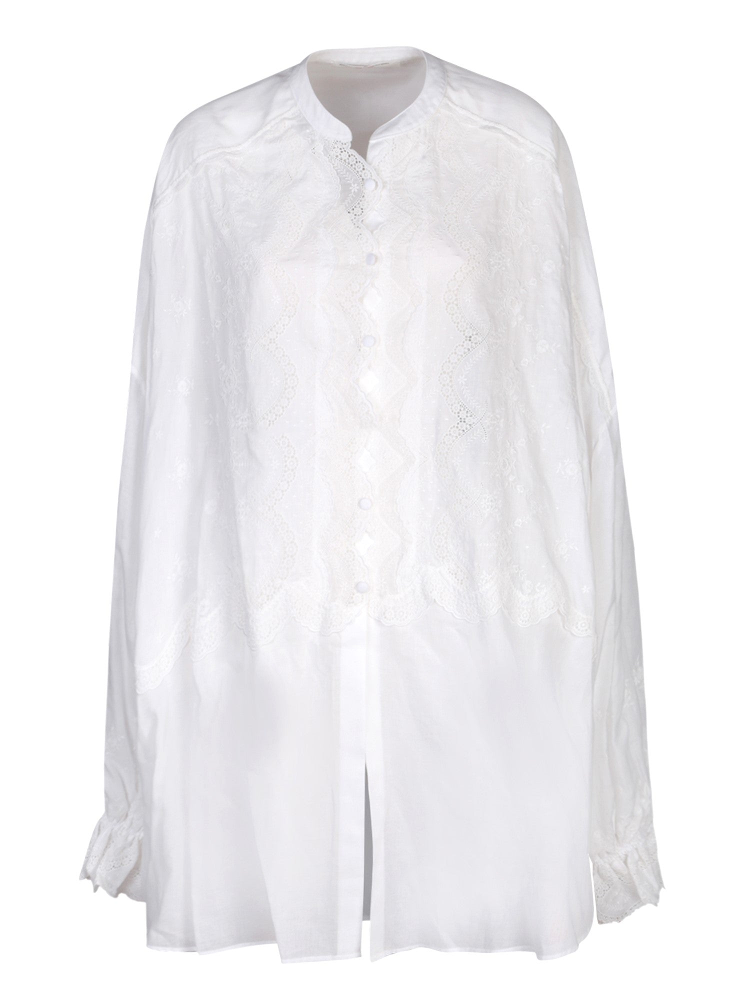 ERMANNO SCERVINO 화이트 자수 Transparency 셔츠