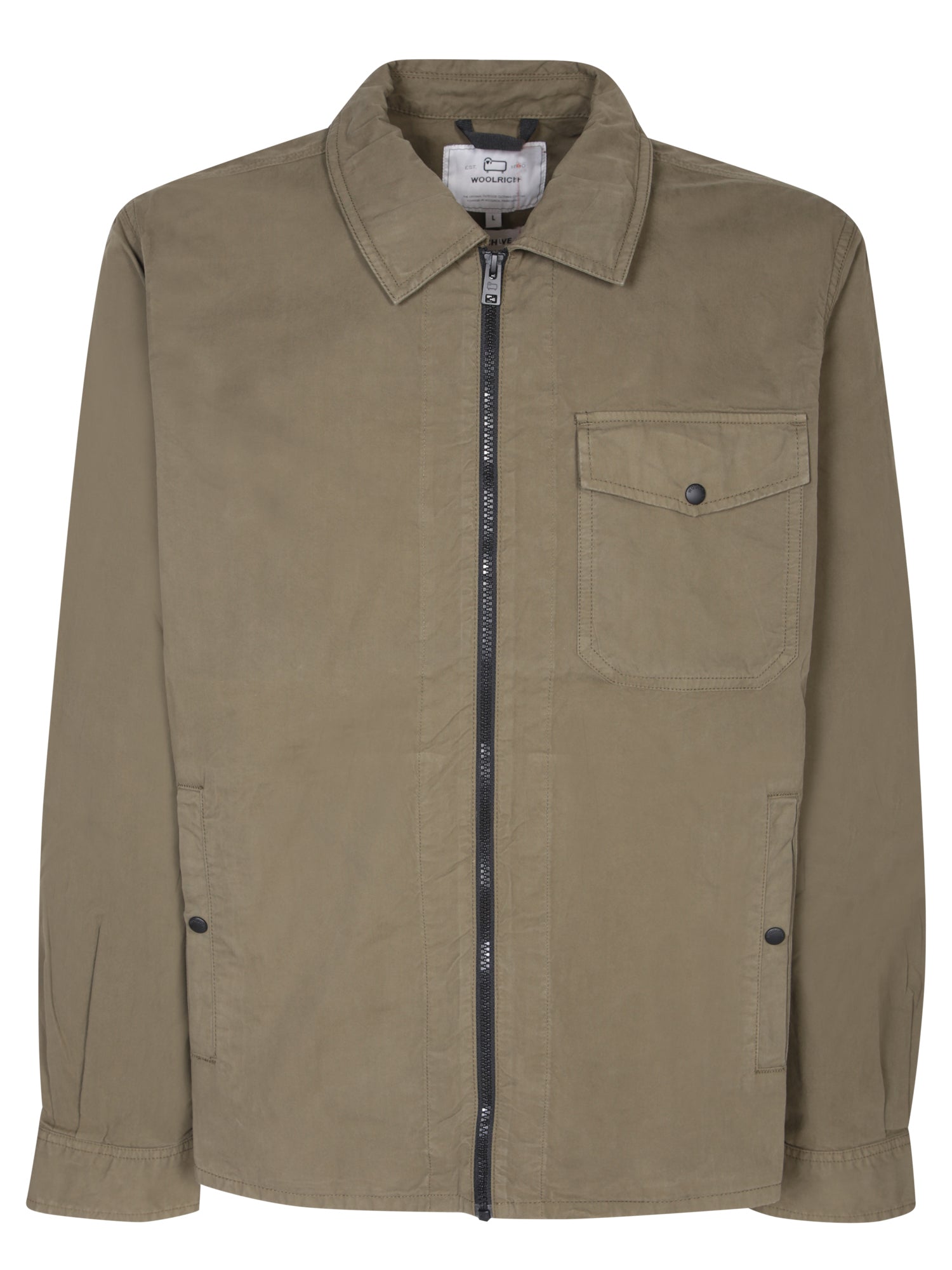 WOOLRICH 밀리터리 그린 집 오버셔츠 Woolrich