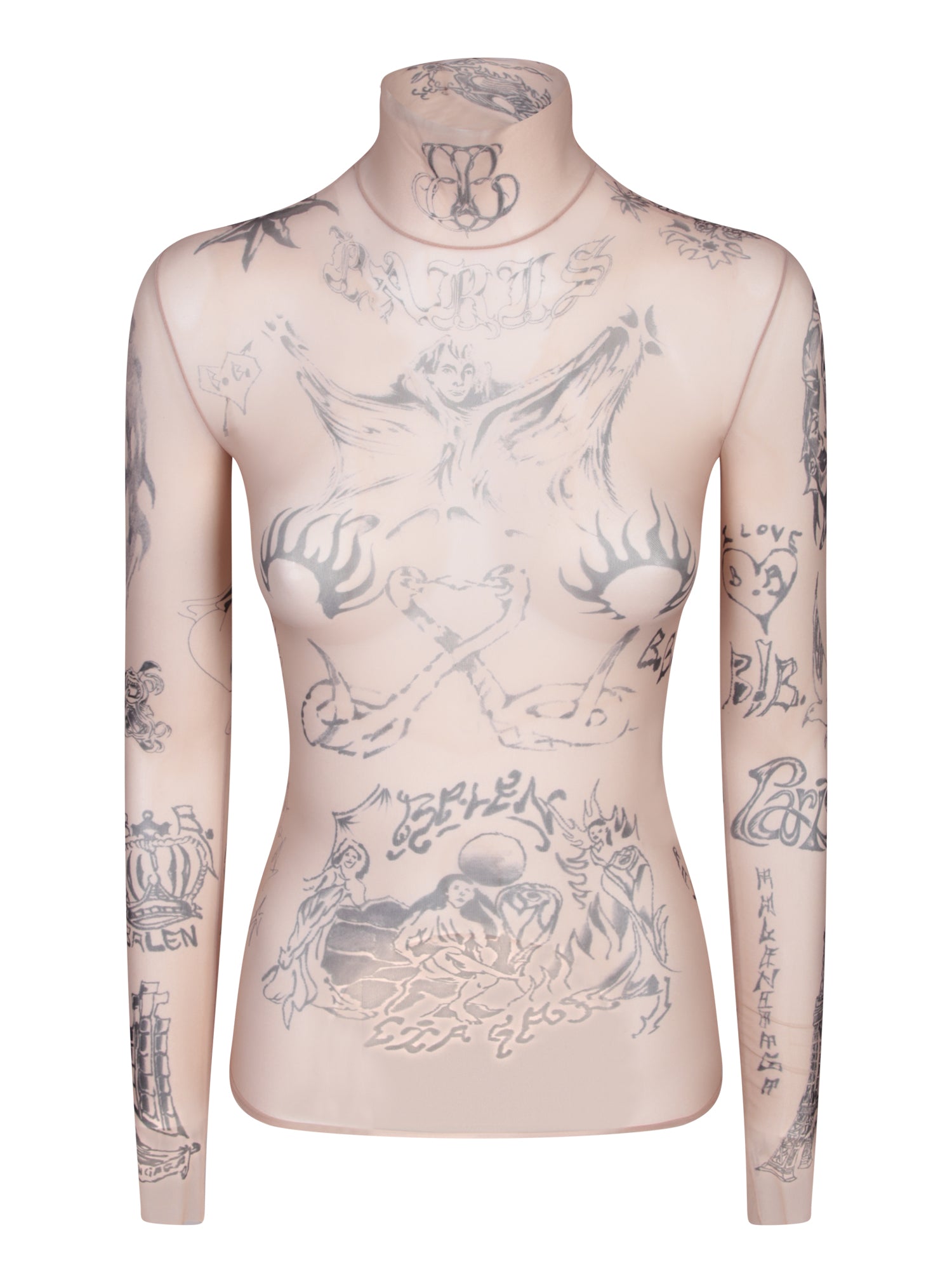 BALENCIAGA 베이지 Tattoo 티셔츠