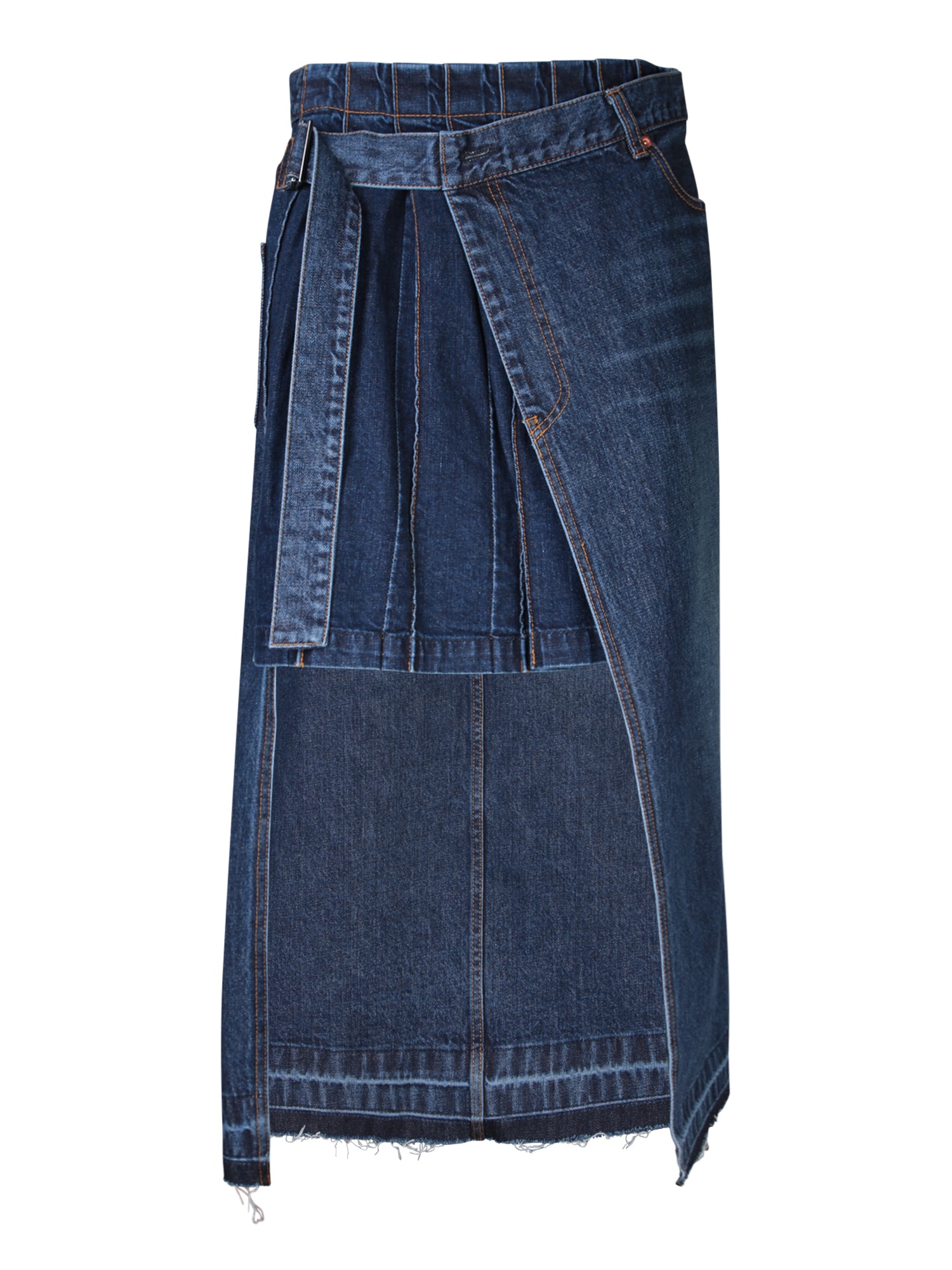 SACAI 블루 비대칭 데님 스커트