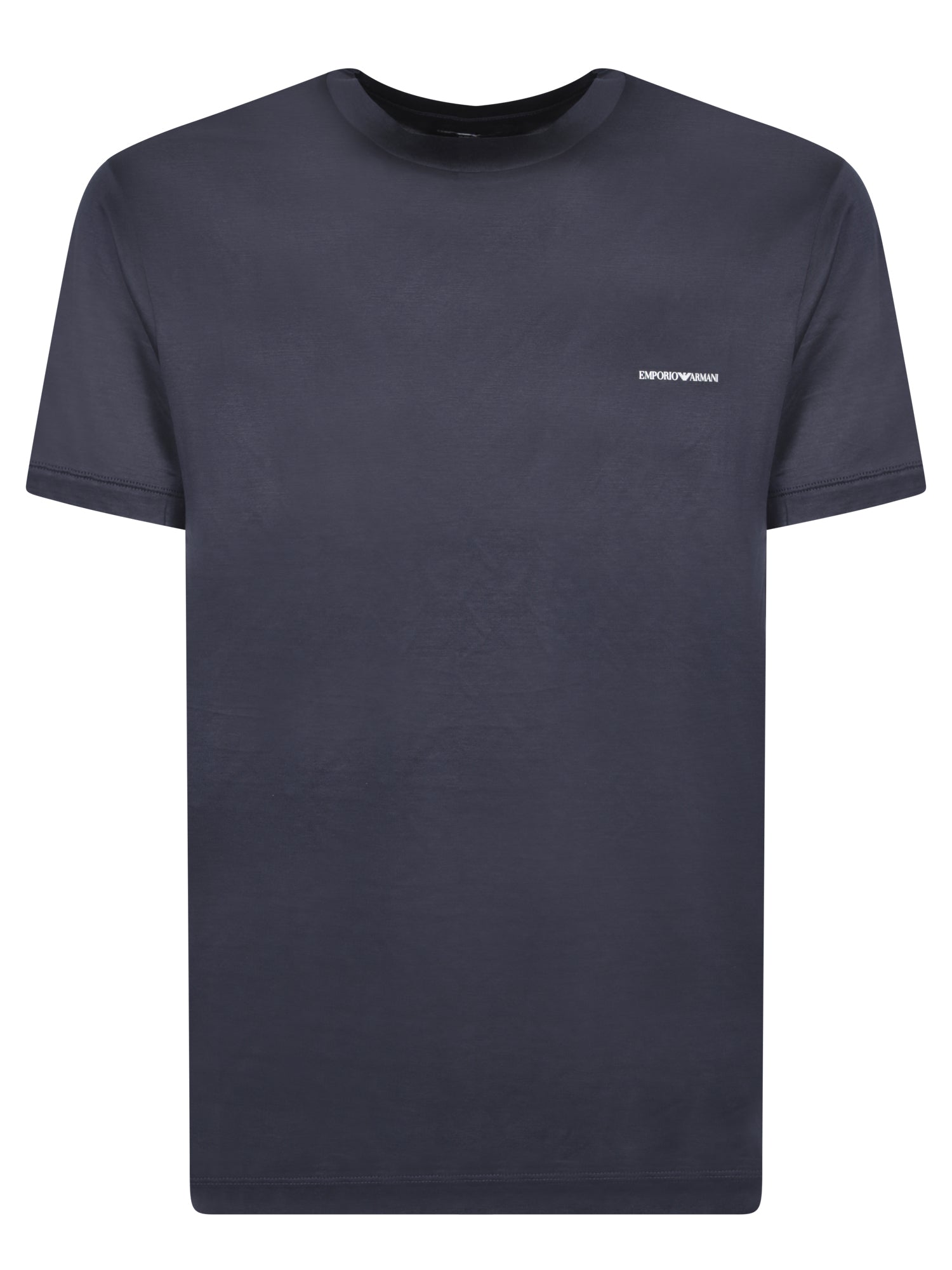 EMPORIO ARMANI 레터링 로고 블루 티셔츠