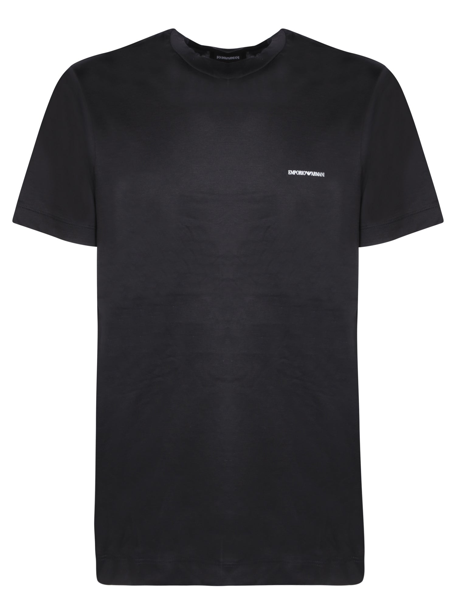 EMPORIO ARMANI 레터링 로고 블랙 티셔츠